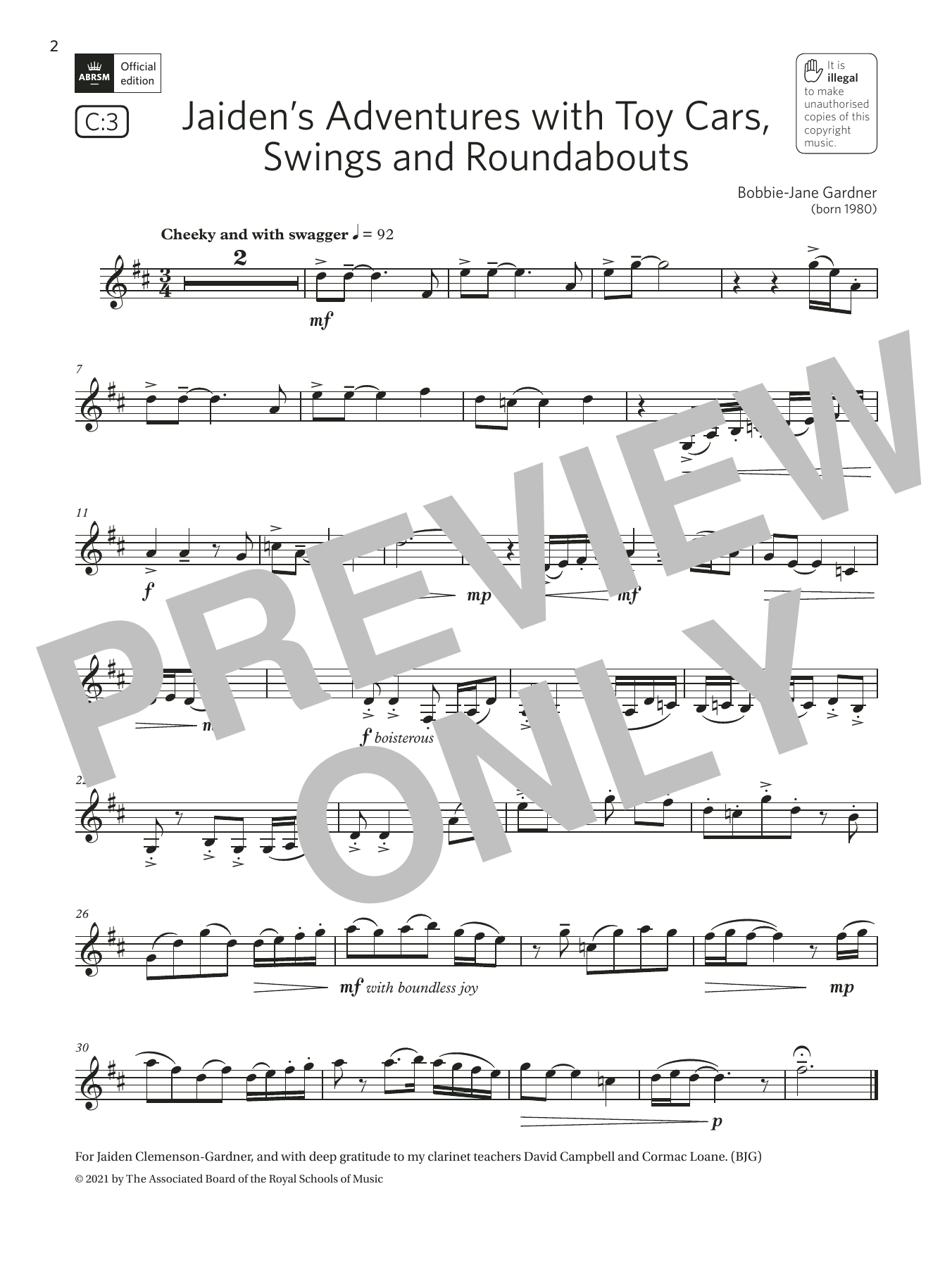 Jaiden's Adventures with Toy Cars, Swings and Roundabouts (G3 C3 ABRSM Clarinet syllabus from 2022) (Clarinet Solo) von Bobbie-Jane Gardner