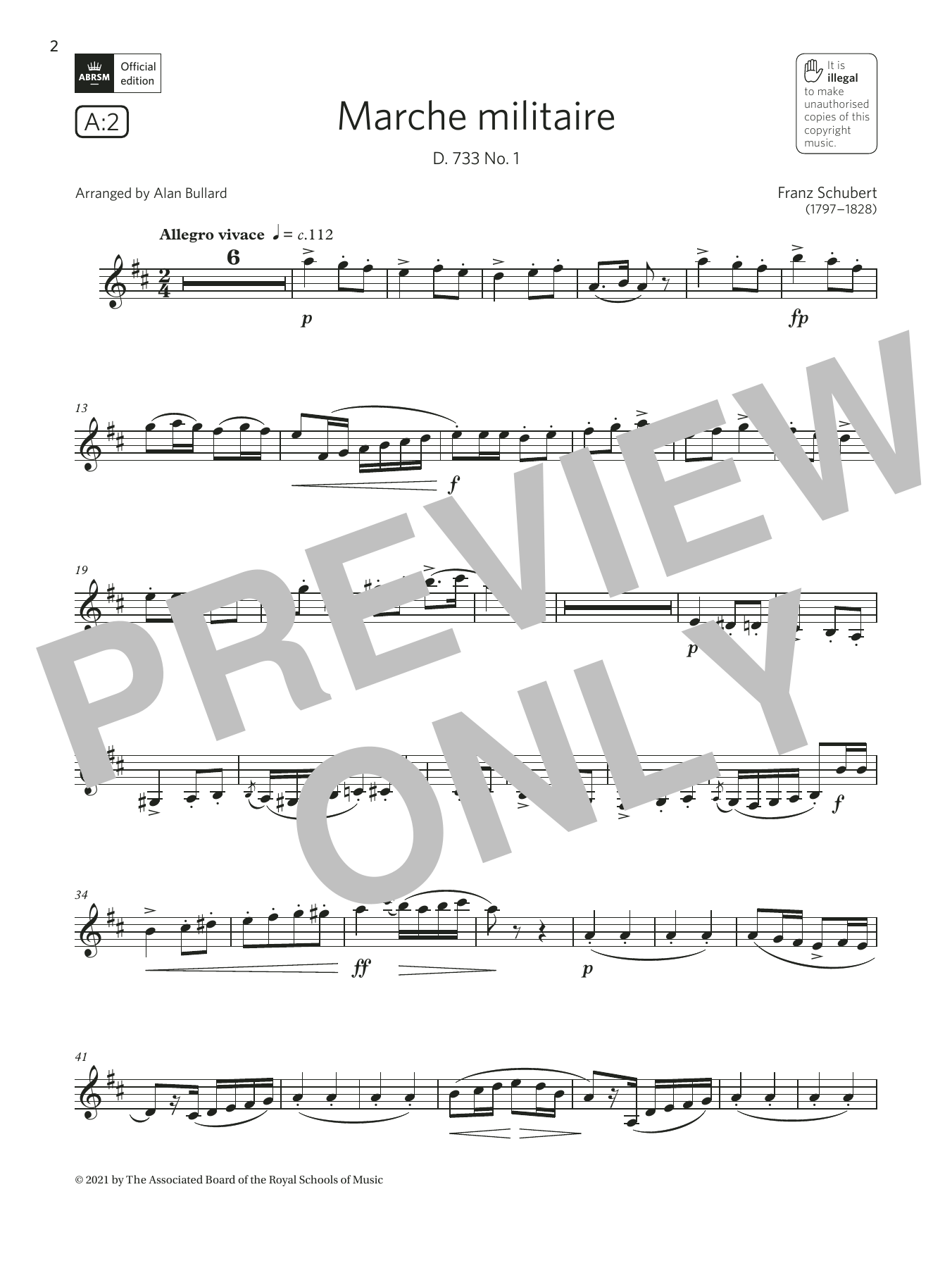 Marche militaire, D. 733 No. 1  (Grade 5 List A2 from the ABRSM Clarinet syllabus from 2022) (Clarinet Solo) von Franz Schubert