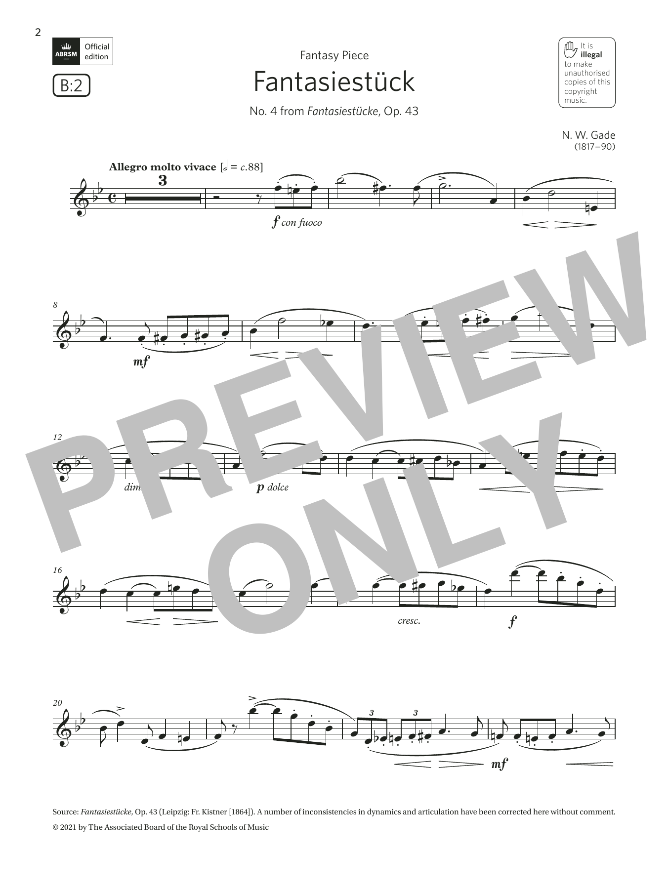 Fantasiestck (No. 4 from Fantasiestcke) (Grade 6 List B2 ABRSM Clarinet syllabus from 2022) (Clarinet Solo) von Niels Wilhelm Gade