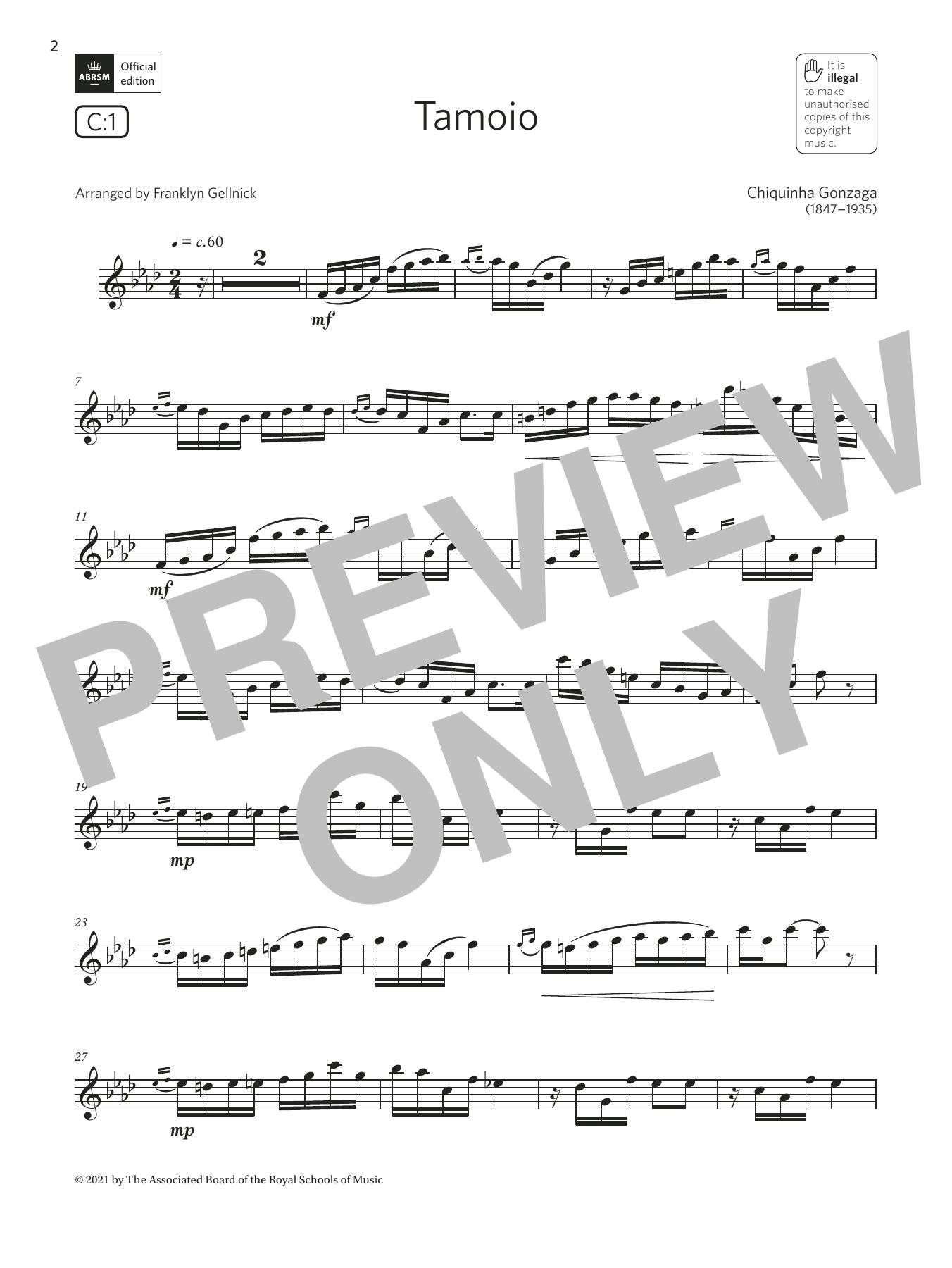 Tamoio  (Grade 6 List C1 from the ABRSM Clarinet syllabus from 2022) (Clarinet Solo) von Chiquinha Gonzaga