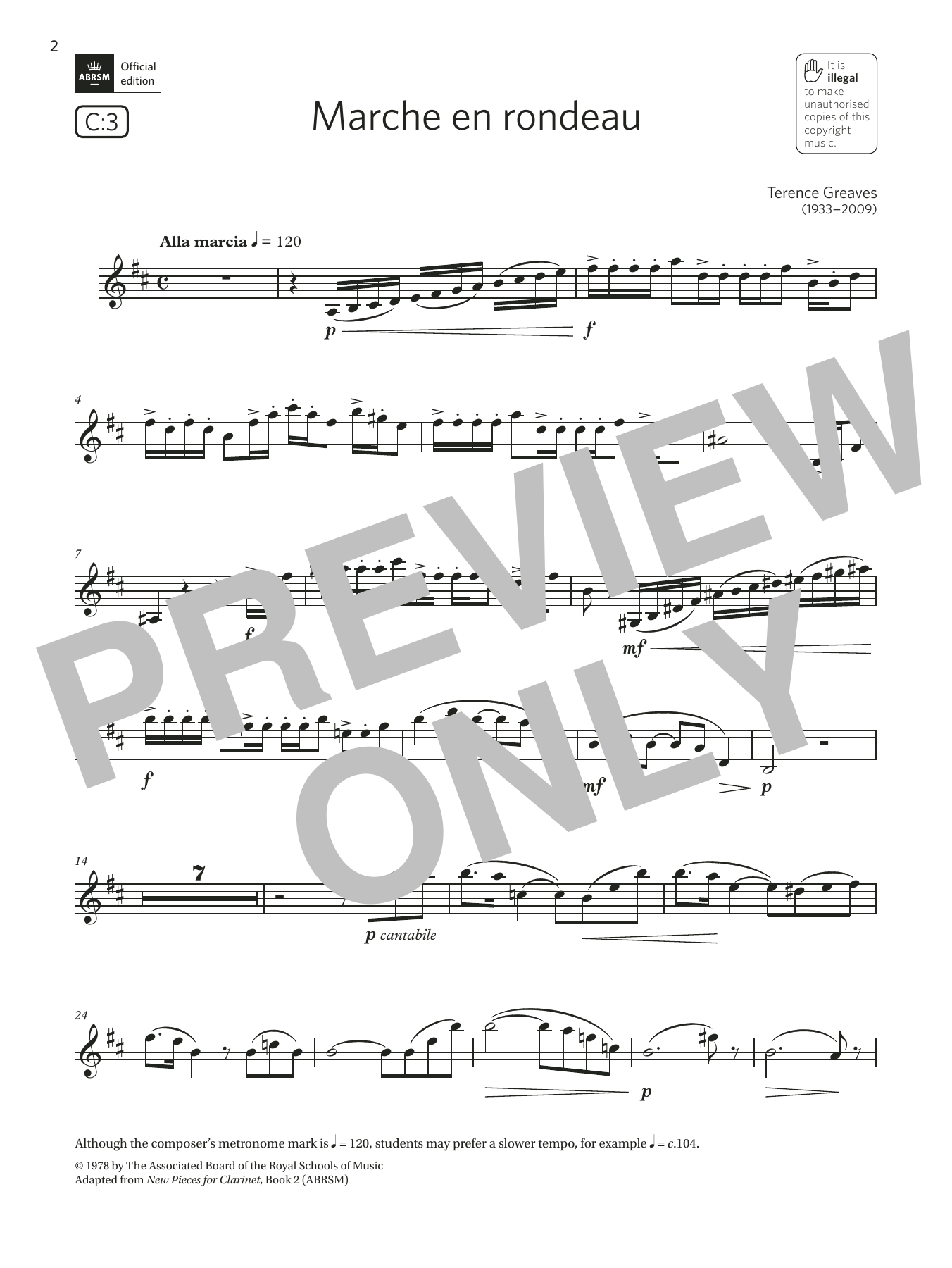 Marche en rondeau (Grade 6 List C3 from the ABRSM Clarinet syllabus from 2022) (Clarinet Solo) von Terence Greaves