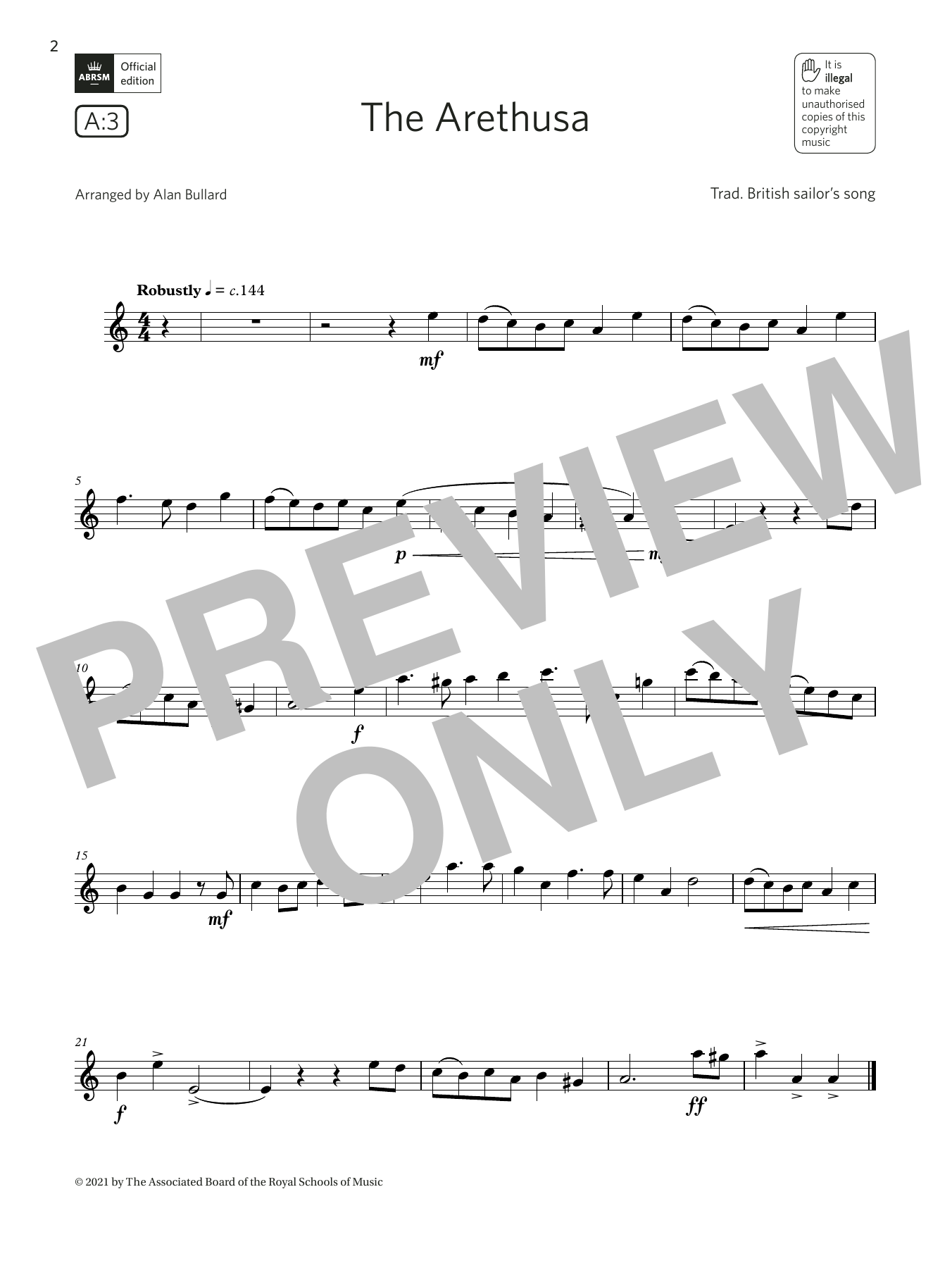 The Arethusa  (Grade 2 List A3 from the ABRSM Flute syllabus from 2022) (Flute Solo) von Trad. British sailor's song