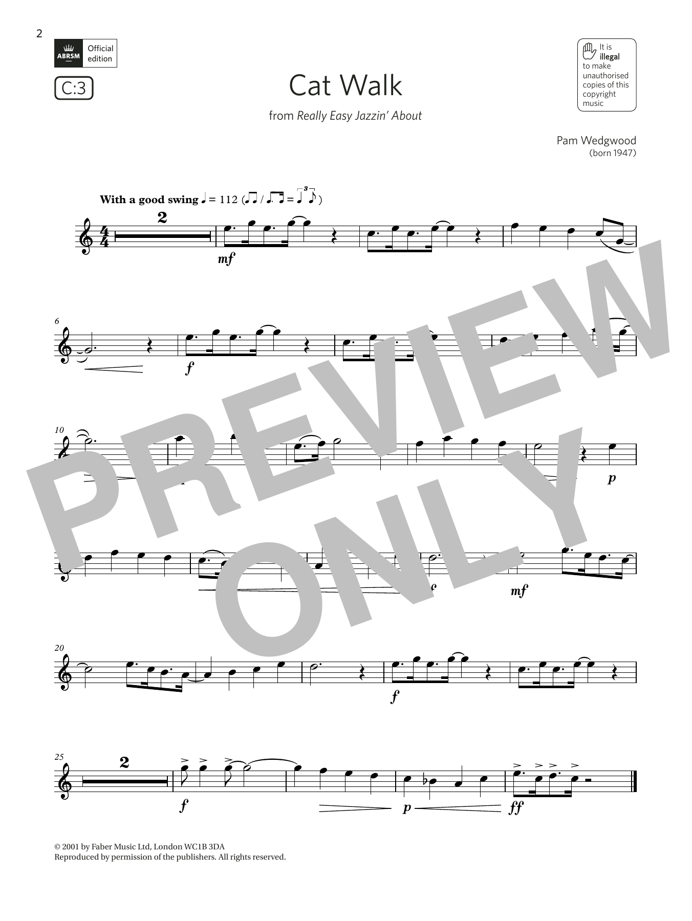 Cat Walk (from Really Easy Jazzin' About) (Grade 2 List C3 from the ABRSM Flute syllabus from 2022) (Flute Solo) von Pam Wedgwood