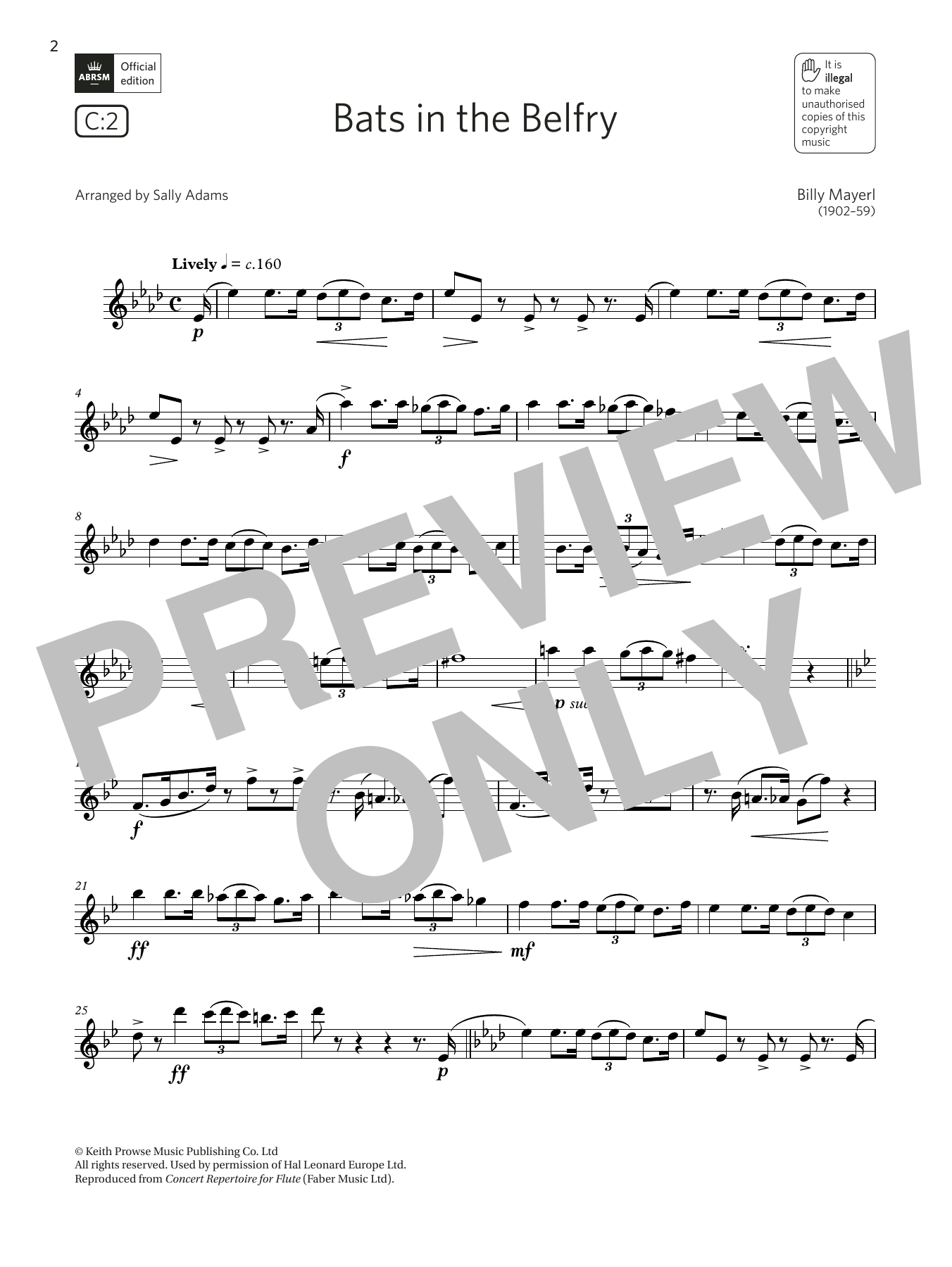 Bats in the Belfry  (Grade 6 List C1 from the ABRSM Flute syllabus from 2022) (Flute Solo) von Billy Mayerl