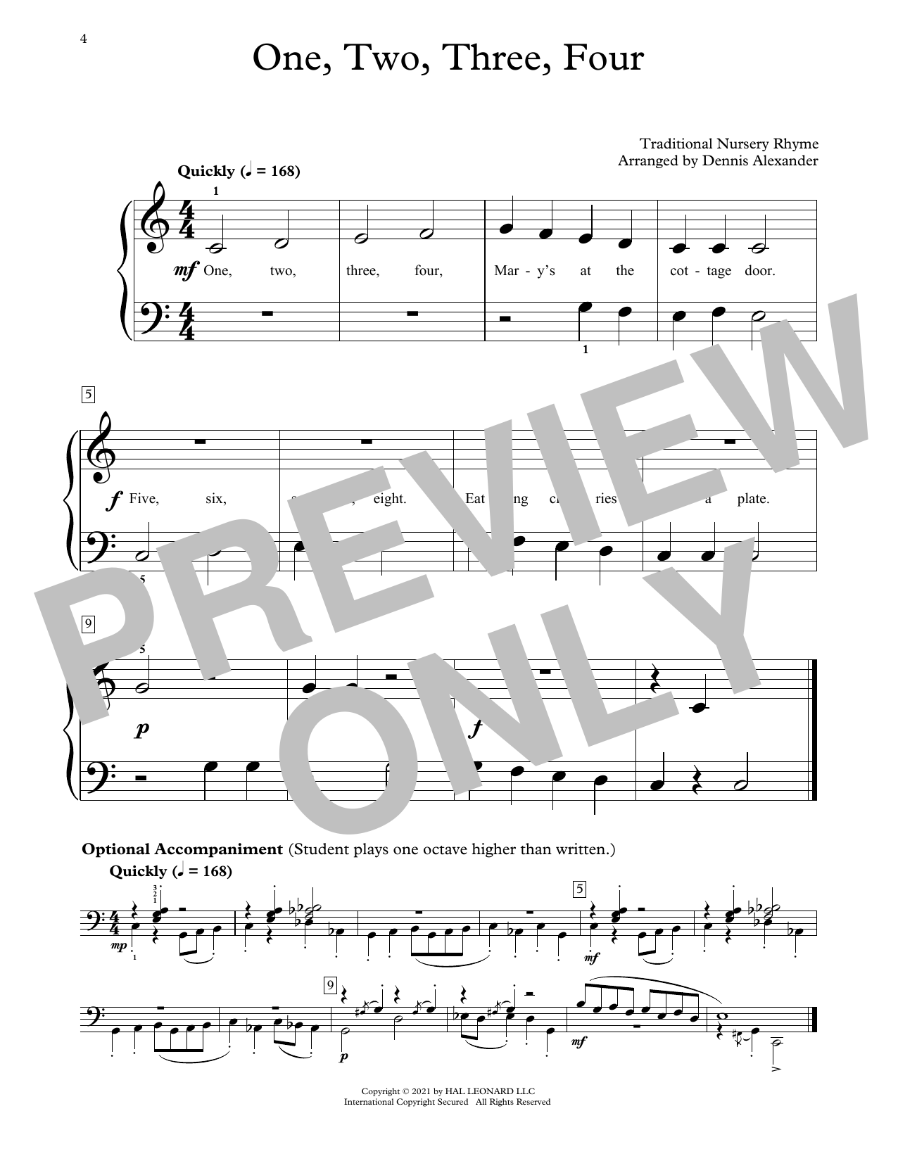 One, Two, Three, Four (Educational Piano) von Traditional Nursery Rhyme