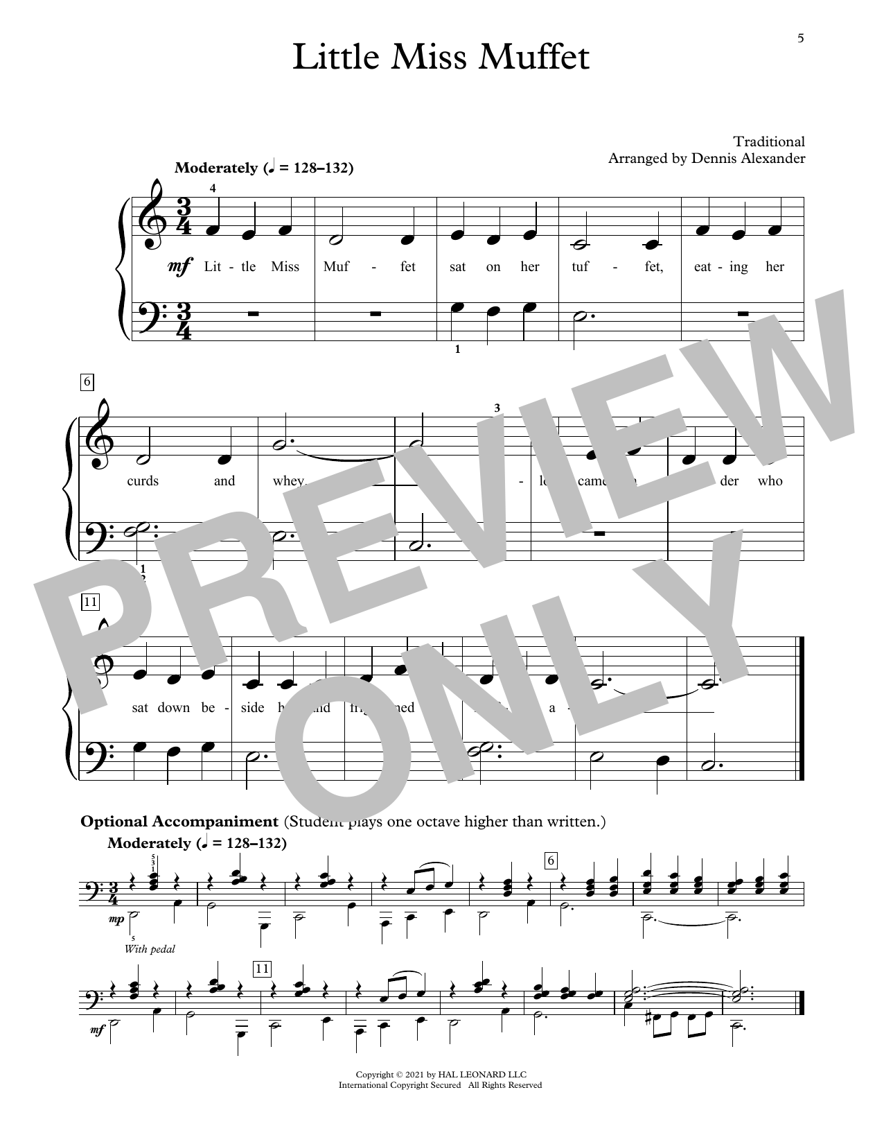 Little Miss Muffet (arr. Dennis Alexander) (Educational Piano) von Traditional