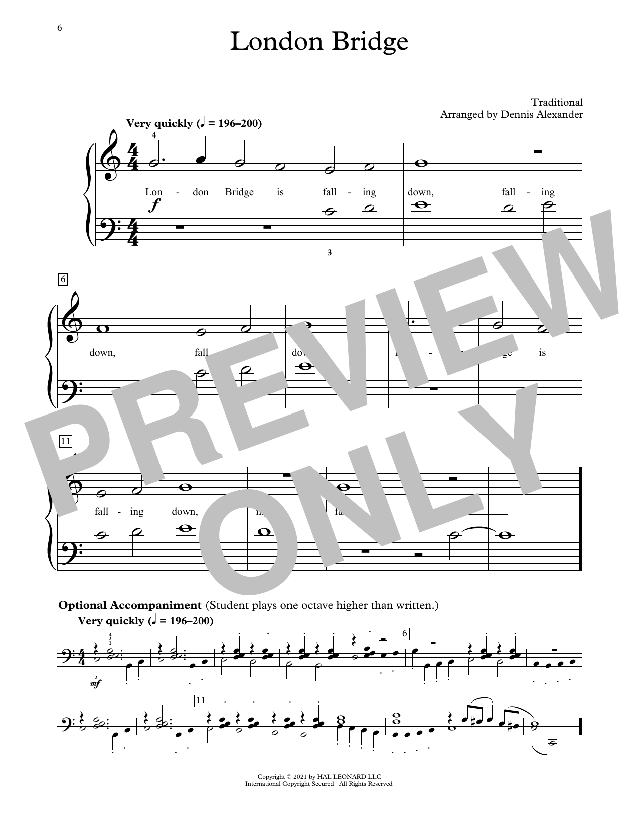 London Bridge (arr. Dennis Alexander) (Educational Piano) von Traditional