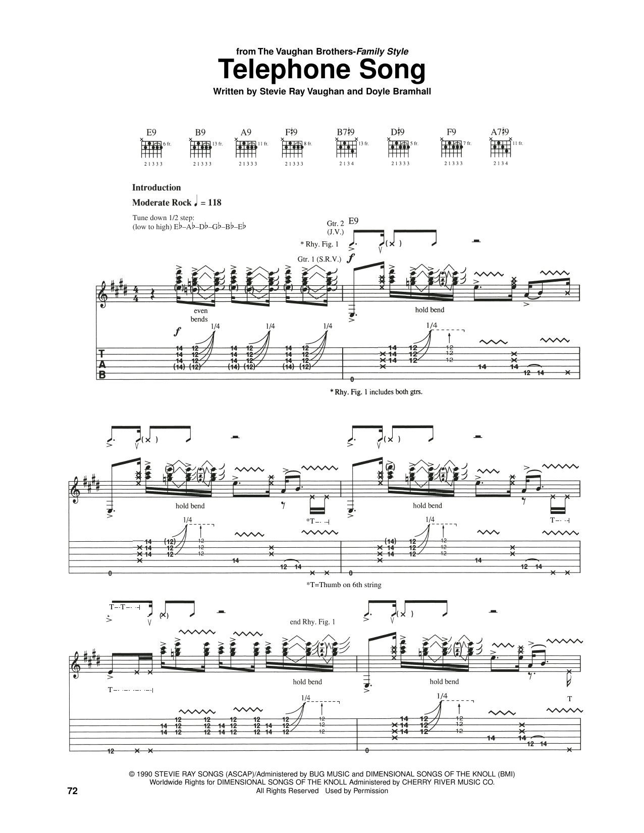 Telephone Song (Guitar Tab) von The Vaughan Brothers