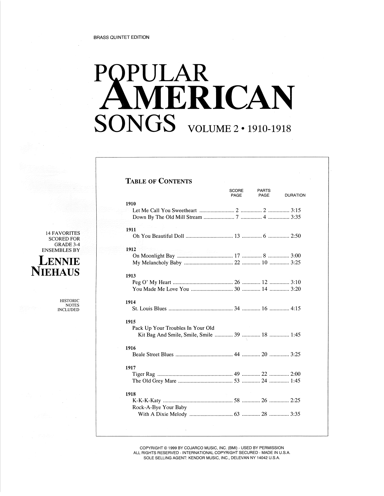 Popular American Songs, Volume 2 - Full Score (Brass Ensemble) von Lennie Niehaus