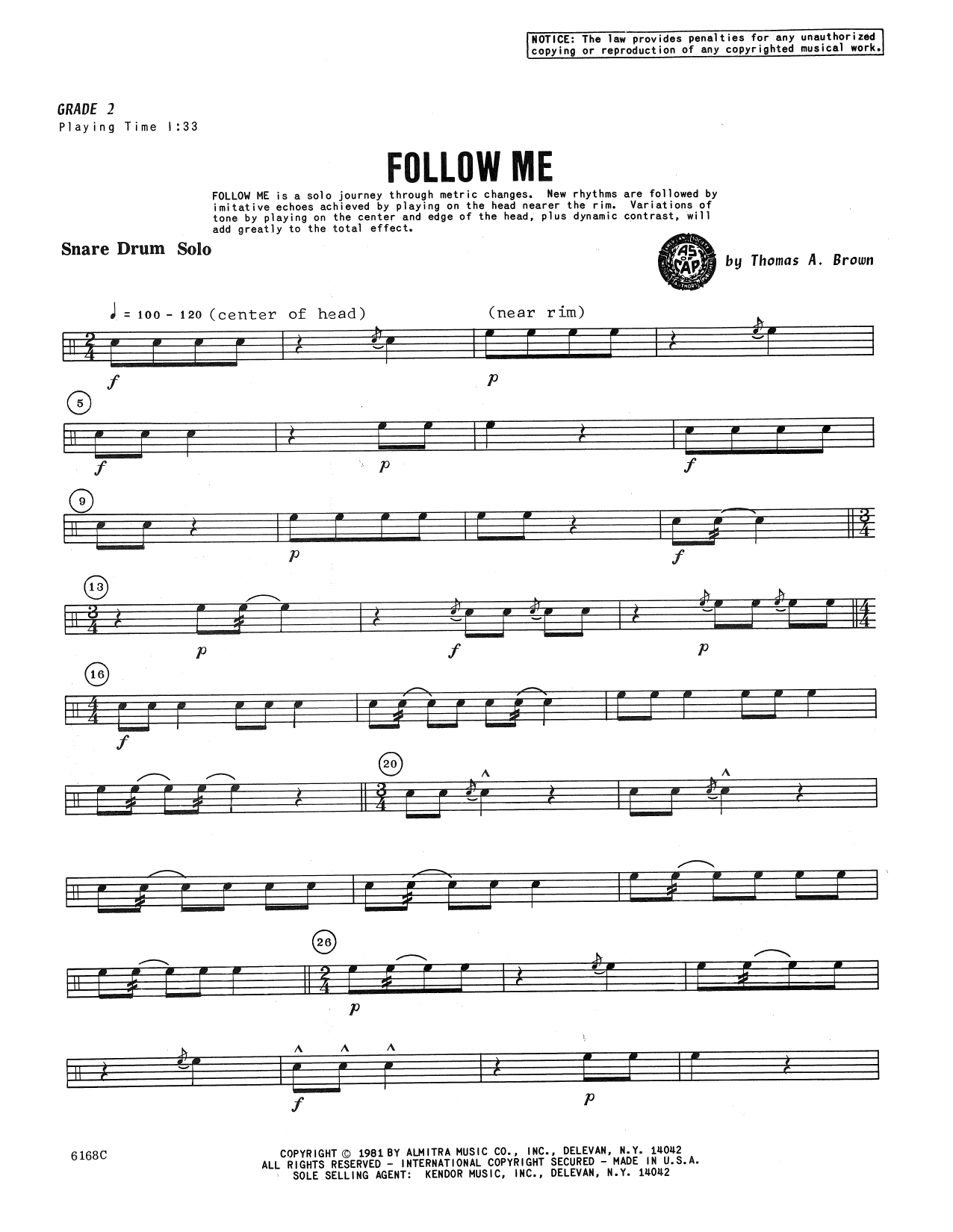 Follow Me (Percussion Solo) von Thomas A. Brown