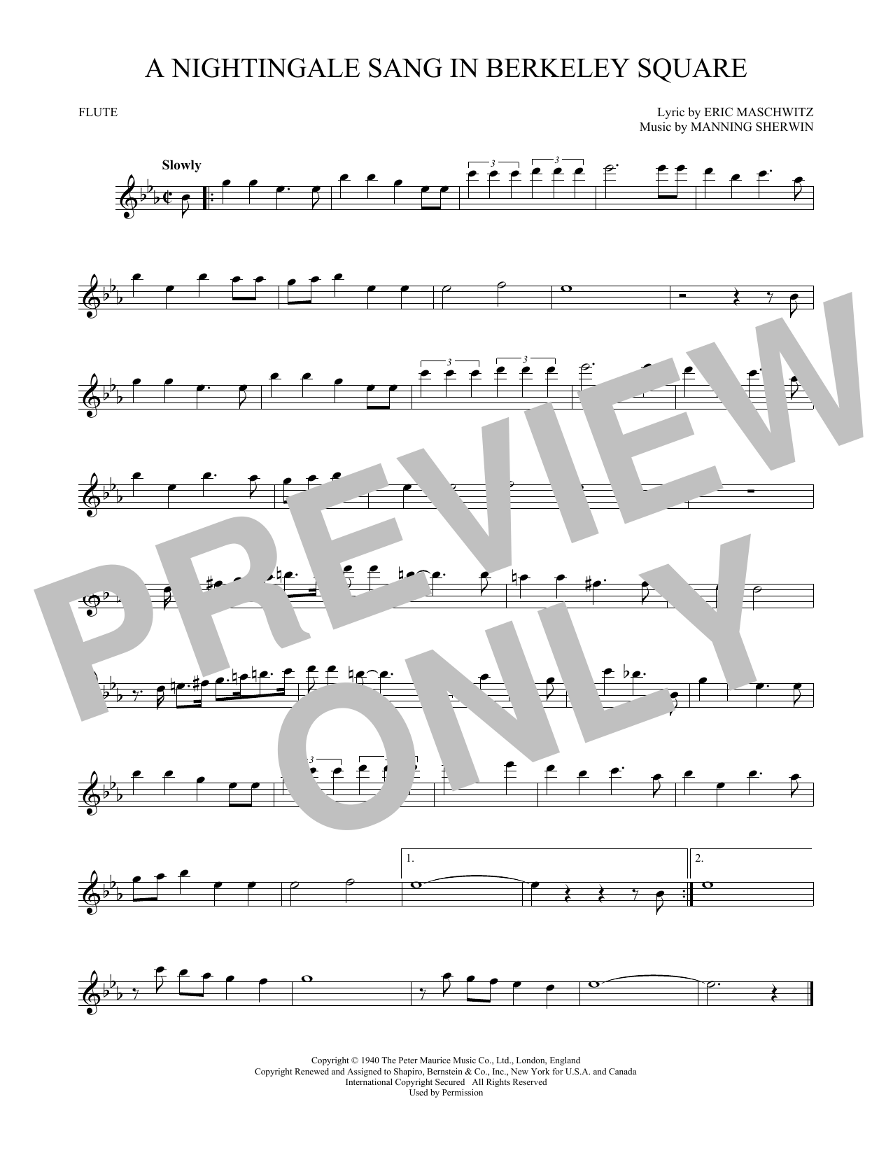 A Nightingale Sang In Berkeley Square (Flute Solo) von Manning Sherwin