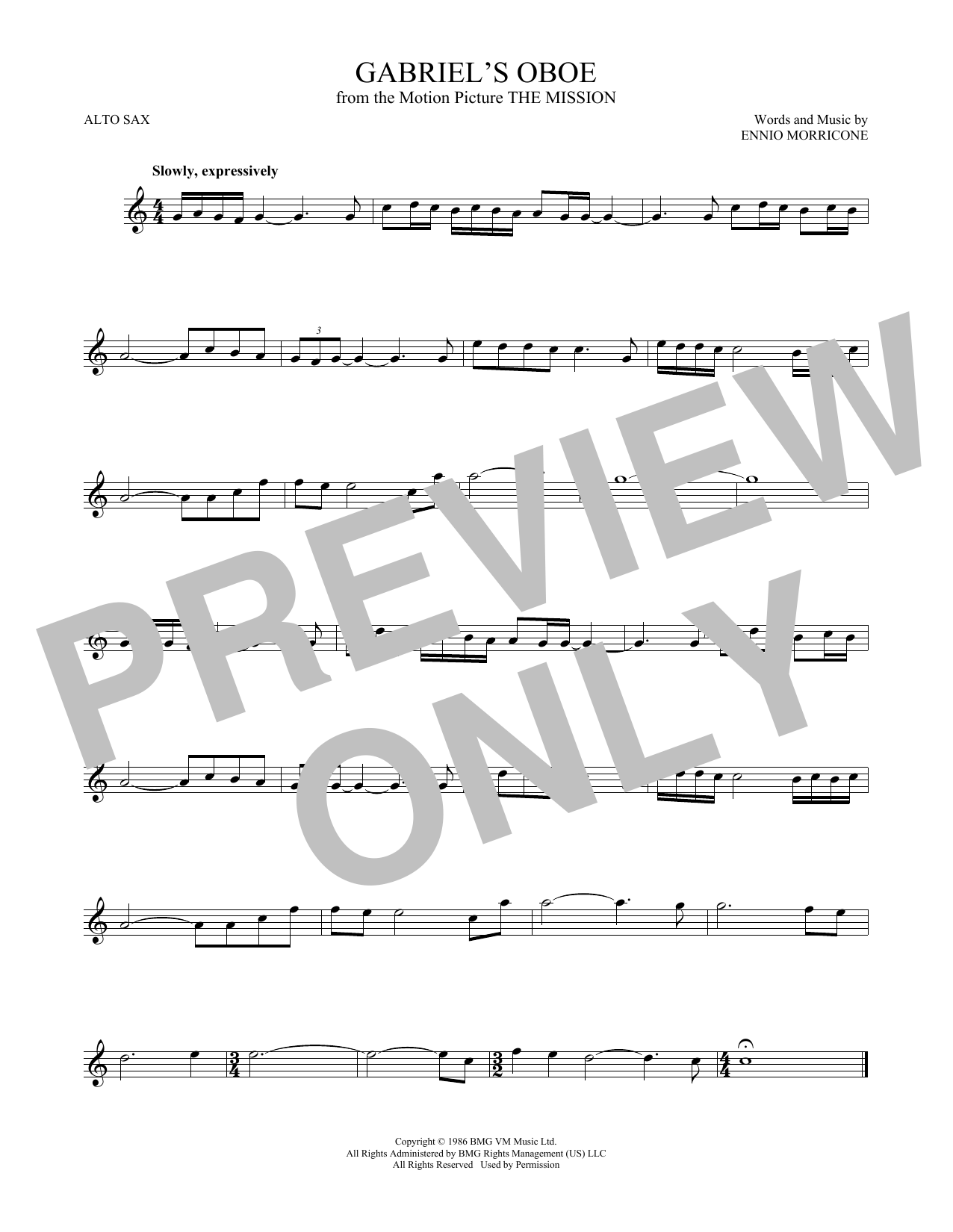 Gabriel's Oboe (from The Mission) (Alto Sax Solo) von Ennio Morricone