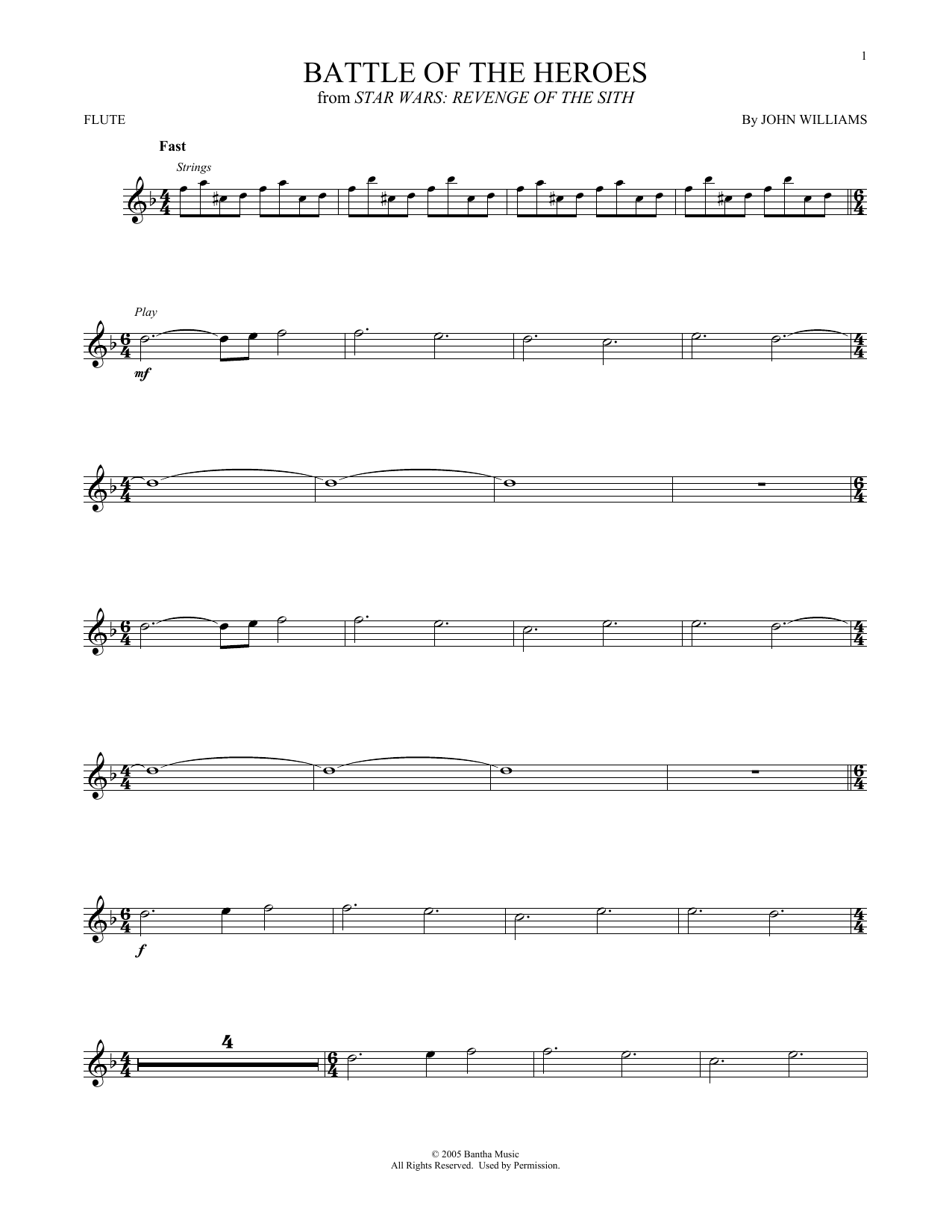 Battle Of The Heroes (from Star Wars: Revenge Of The Sith) (Flute Solo) von John Williams