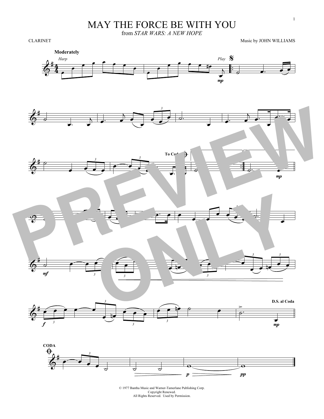 May The Force Be With You (from Star Wars: A New Hope) (Clarinet Solo) von John Williams