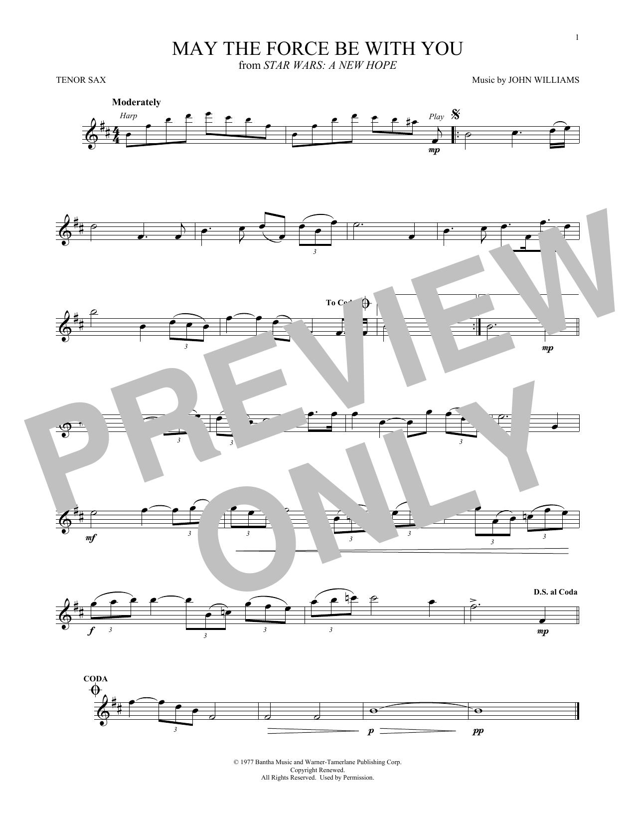 May The Force Be With You (from Star Wars: A New Hope) (Tenor Sax Solo) von John Williams