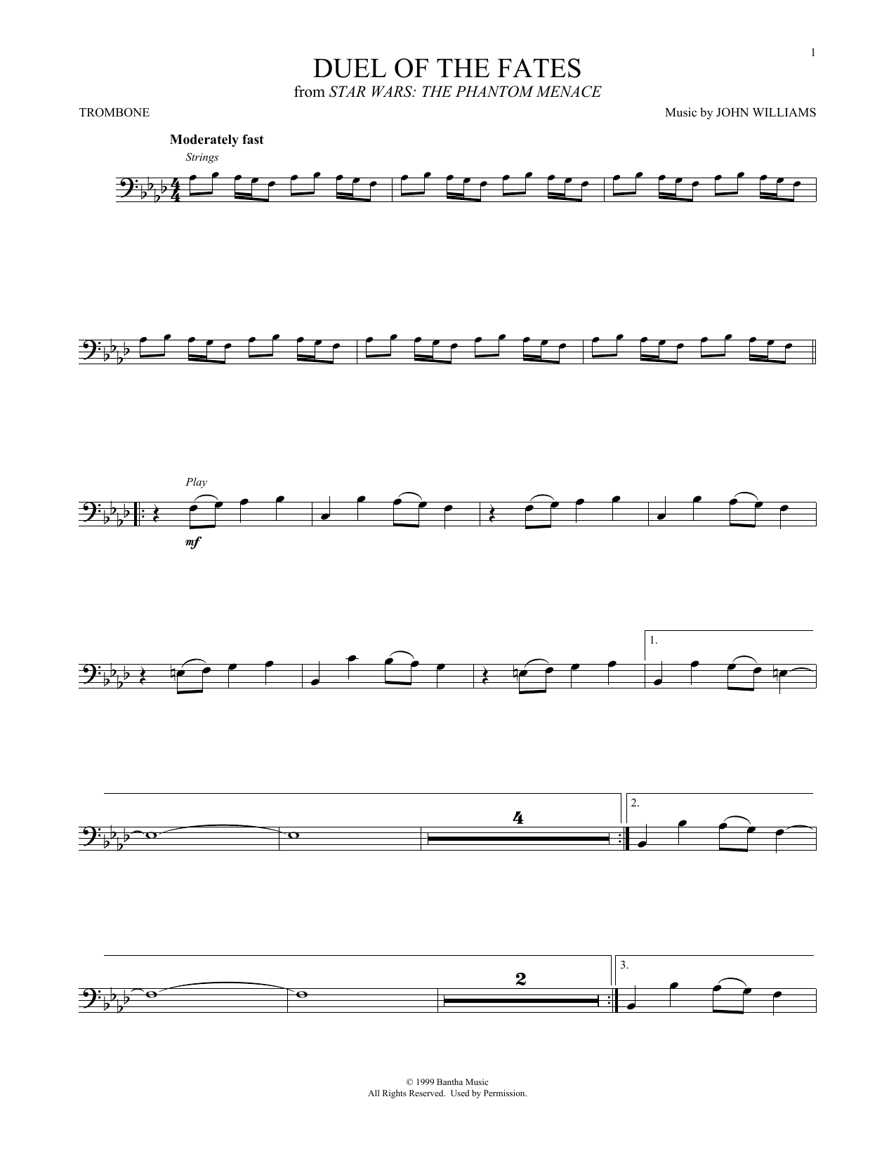 Duel Of The Fates (from Star Wars: The Phantom Menace) (Trombone Solo) von John Williams