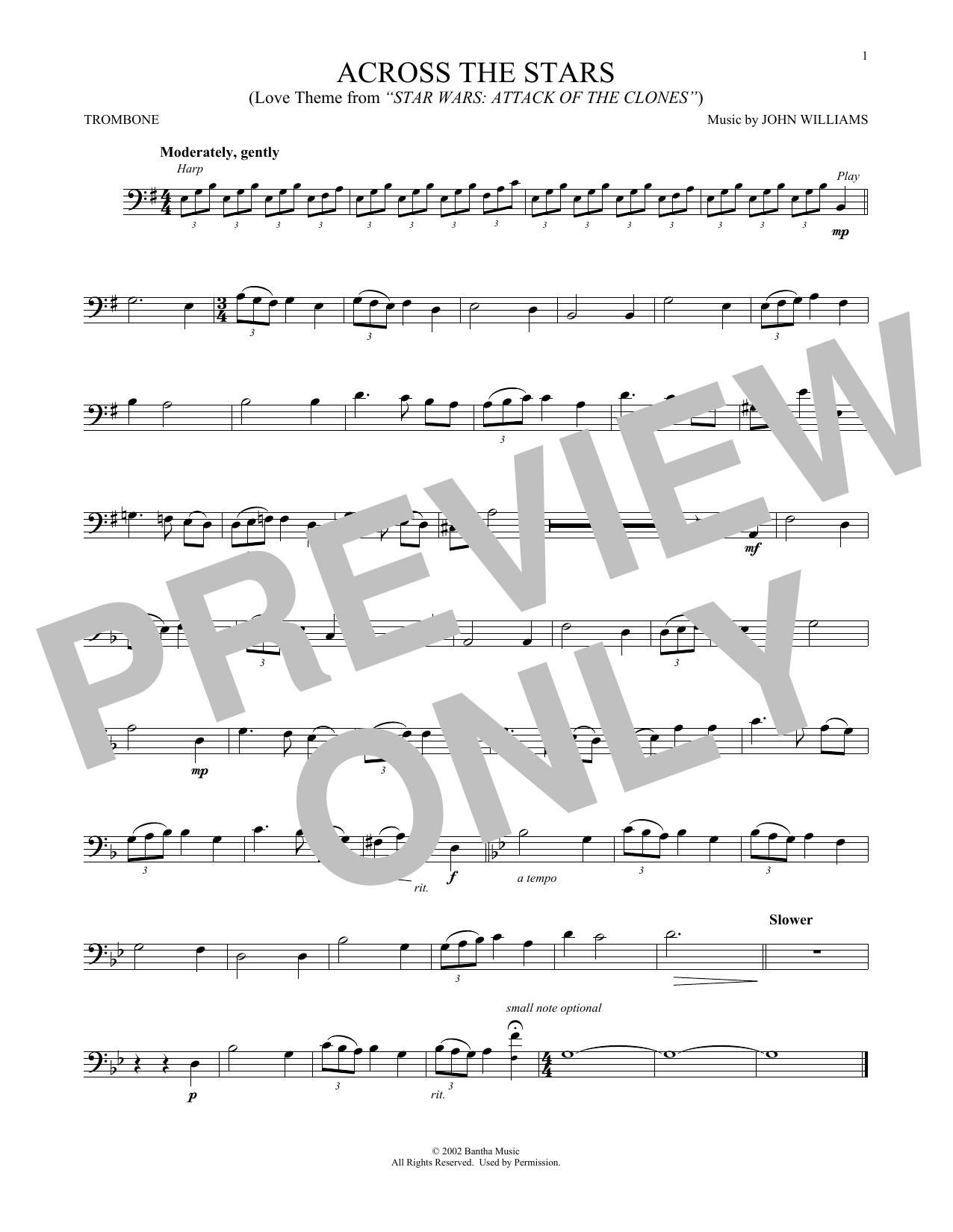 Across The Stars (from Star Wars: Attack Of The Clones) (Trombone Solo) von John Williams