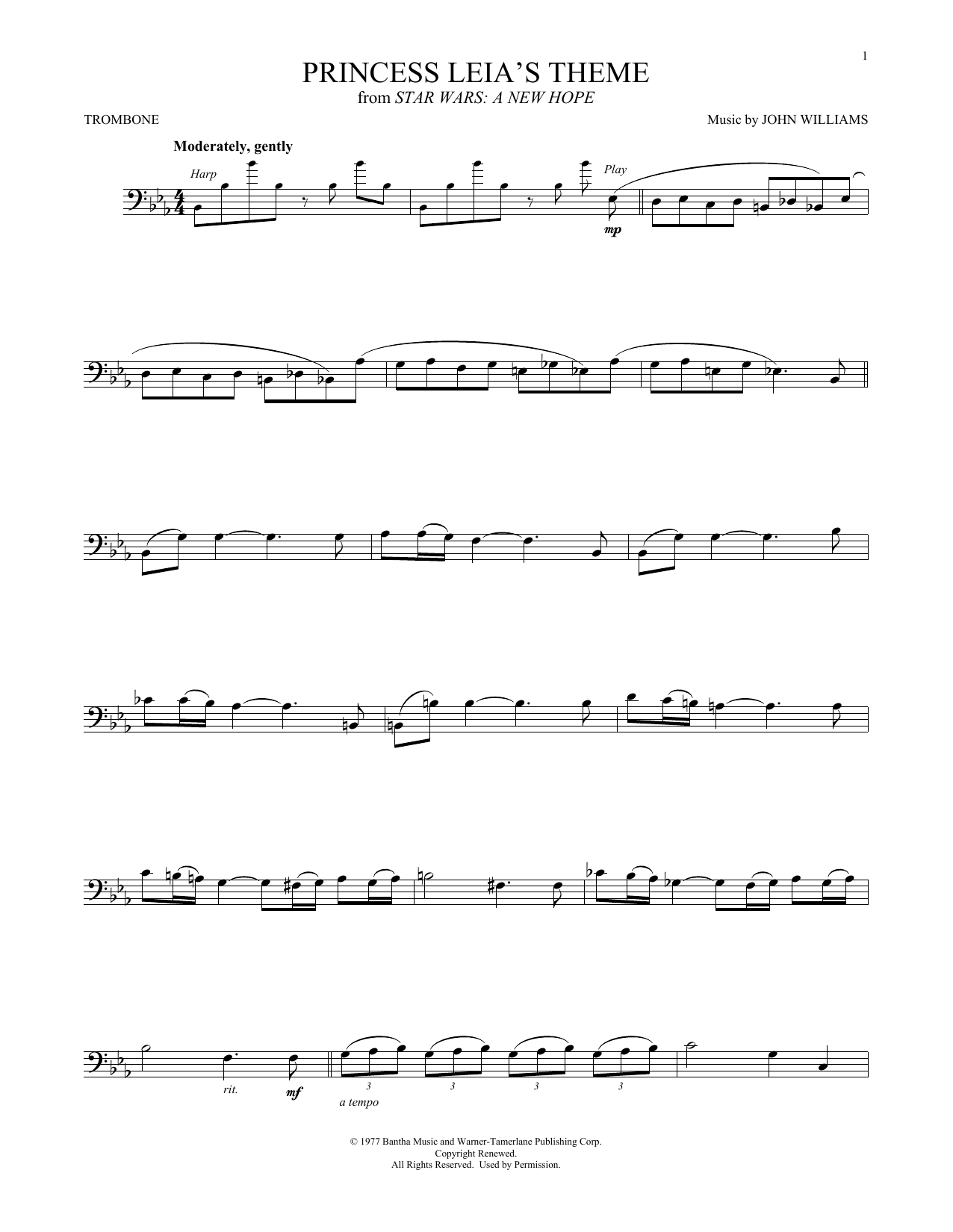 Princess Leia's Theme (from Star Wars: A New Hope) (Trombone Solo) von John Williams