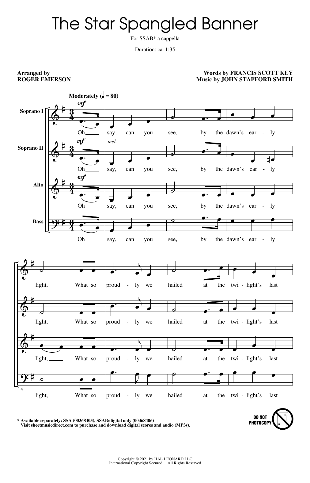 Star Spangled Banner (arr. Roger Emerson) (SATB Choir) von The Chicks