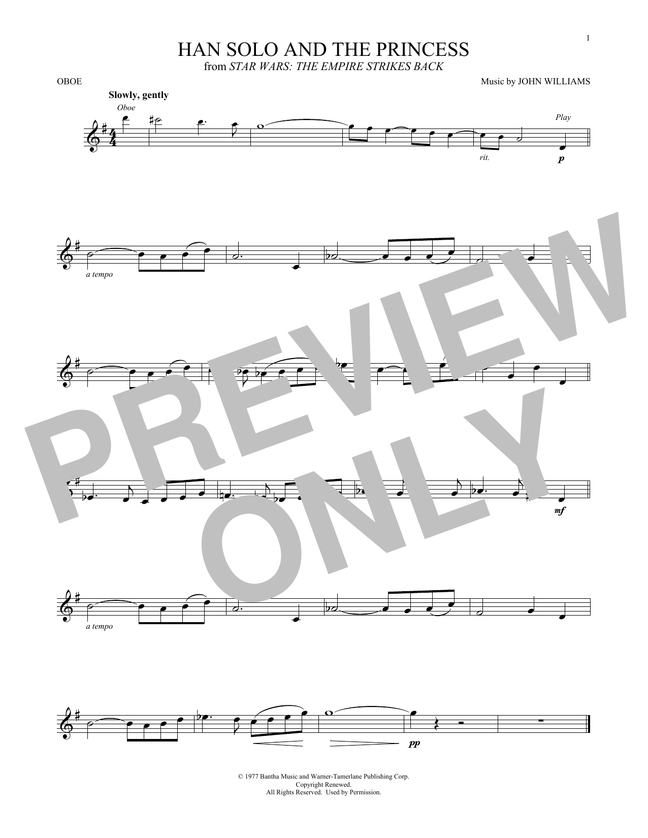 Han Solo And The Princess (from Star Wars: The Empire Strikes Back) (Oboe Solo) von John Williams