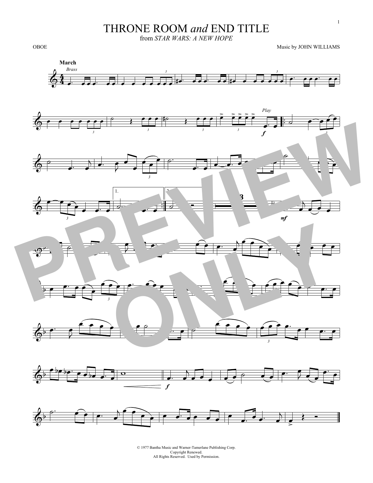 Throne Room and End Title (from Star Wars: A New Hope) (Oboe Solo) von John Williams