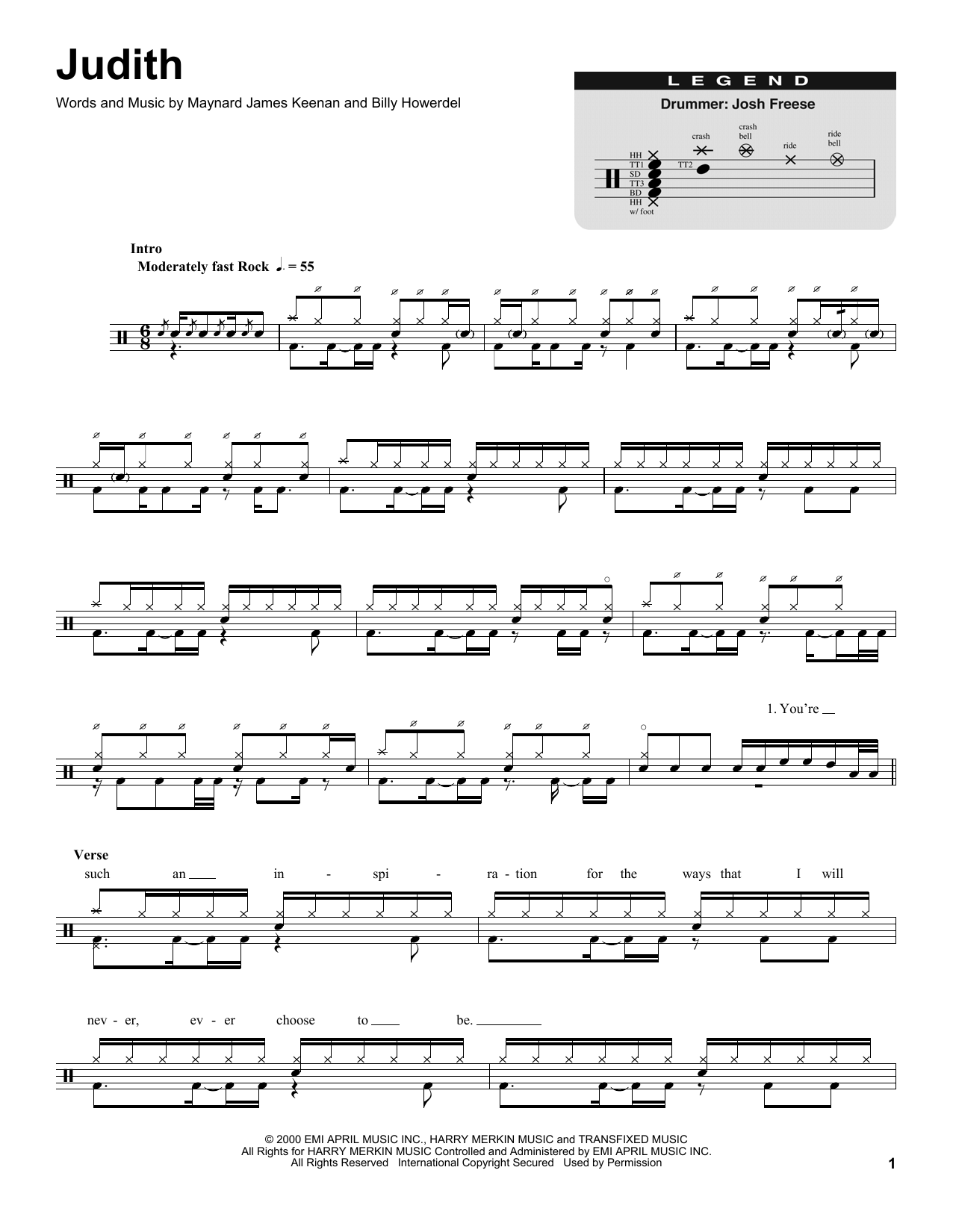 Judith (Drums Transcription) von A Perfect Circle