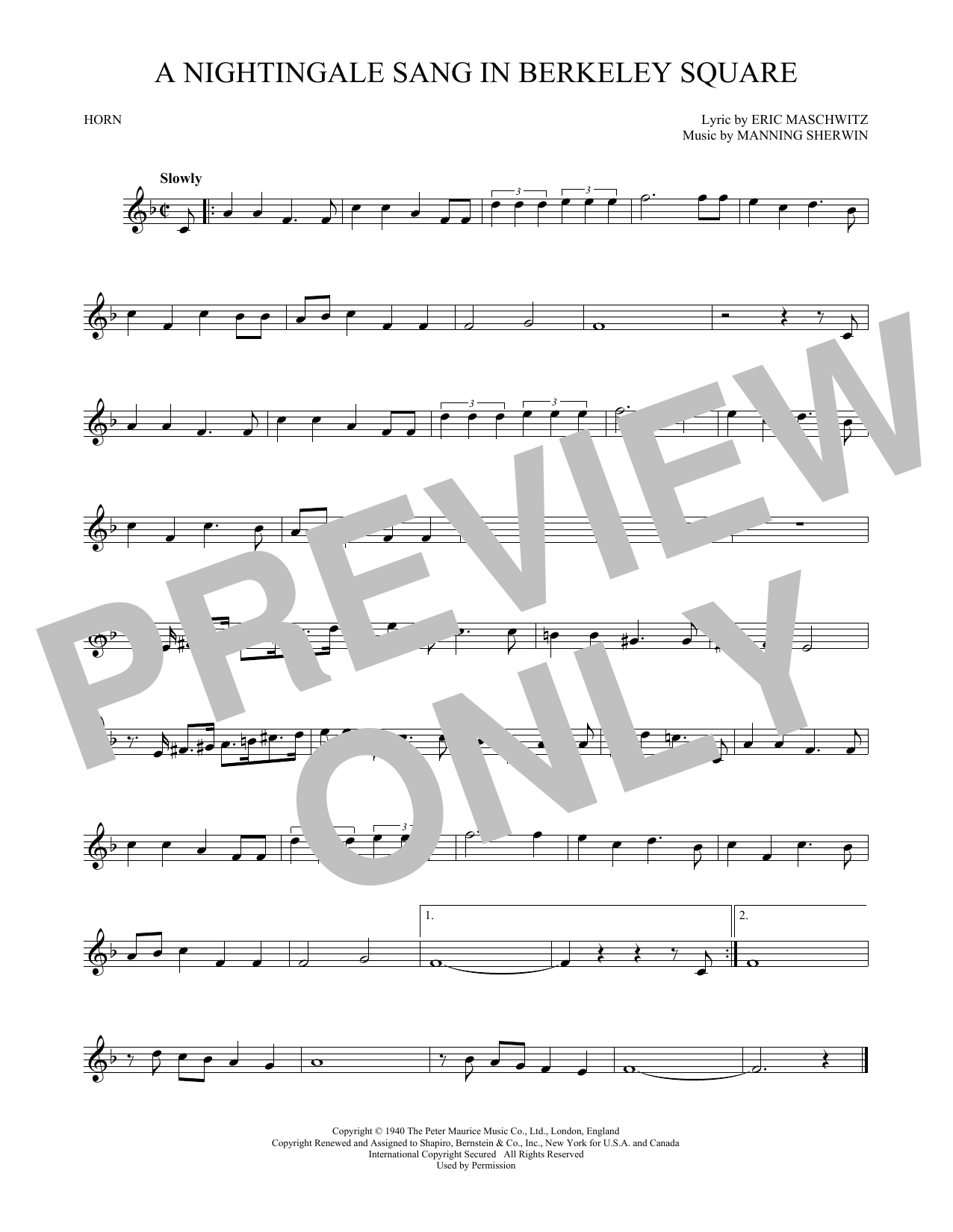 A Nightingale Sang In Berkeley Square (French Horn Solo) von Manning Sherwin