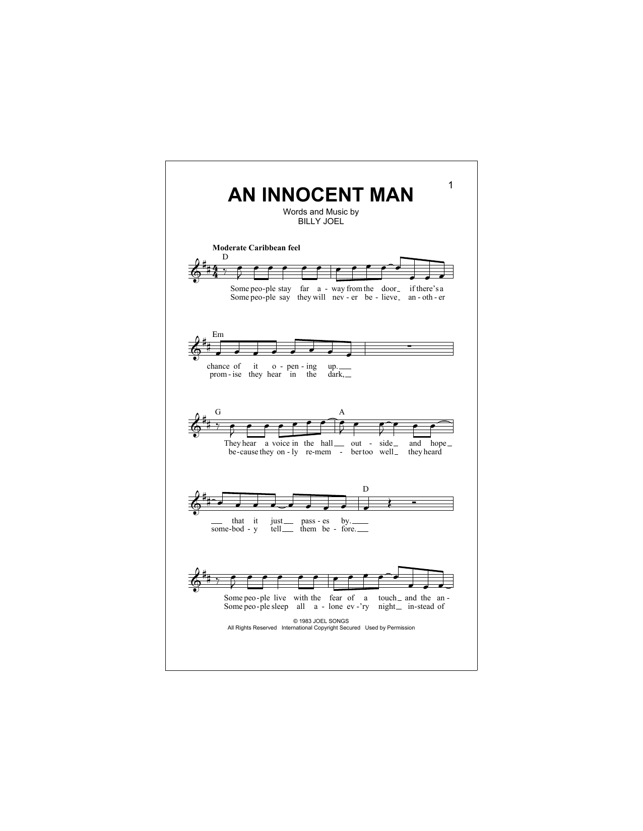 An Innocent Man (Lead Sheet / Fake Book) von Billy Joel
