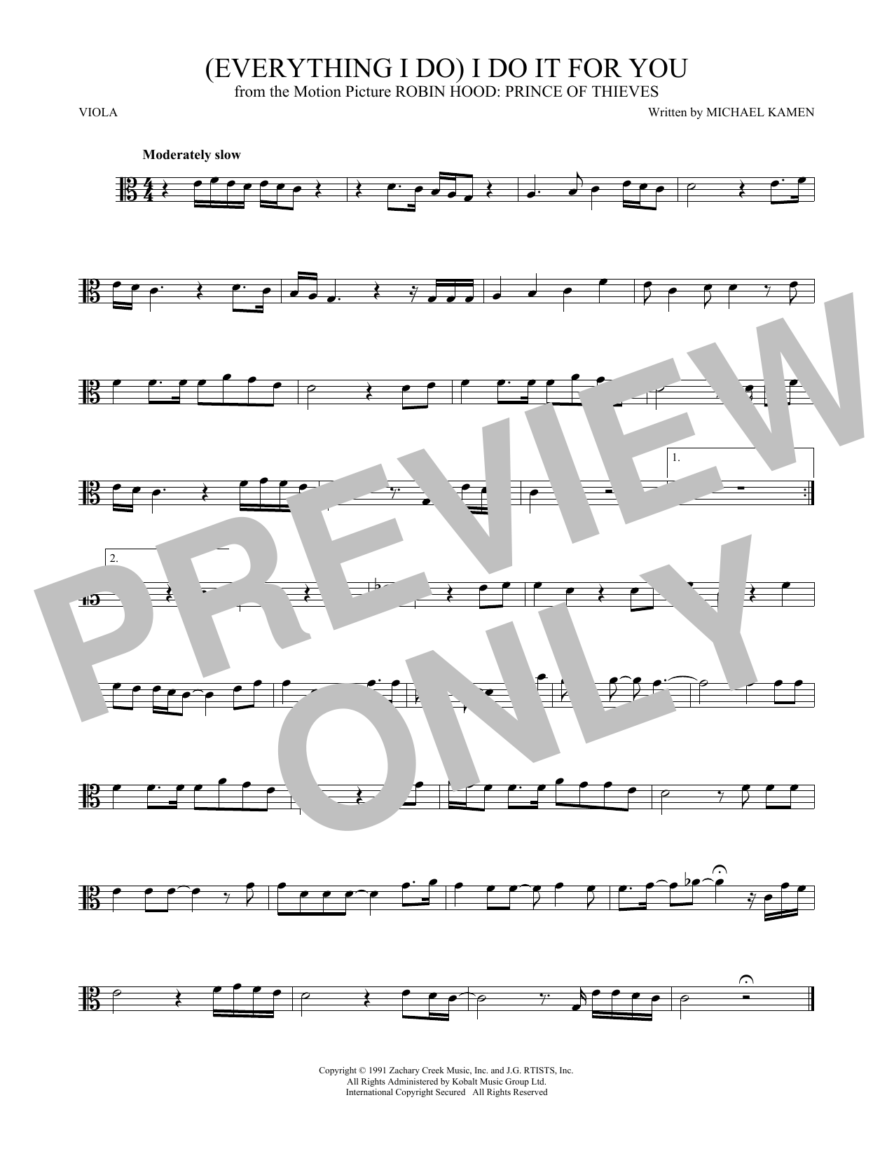 (Everything I Do) I Do It For You (Viola Solo) von Bryan Adams