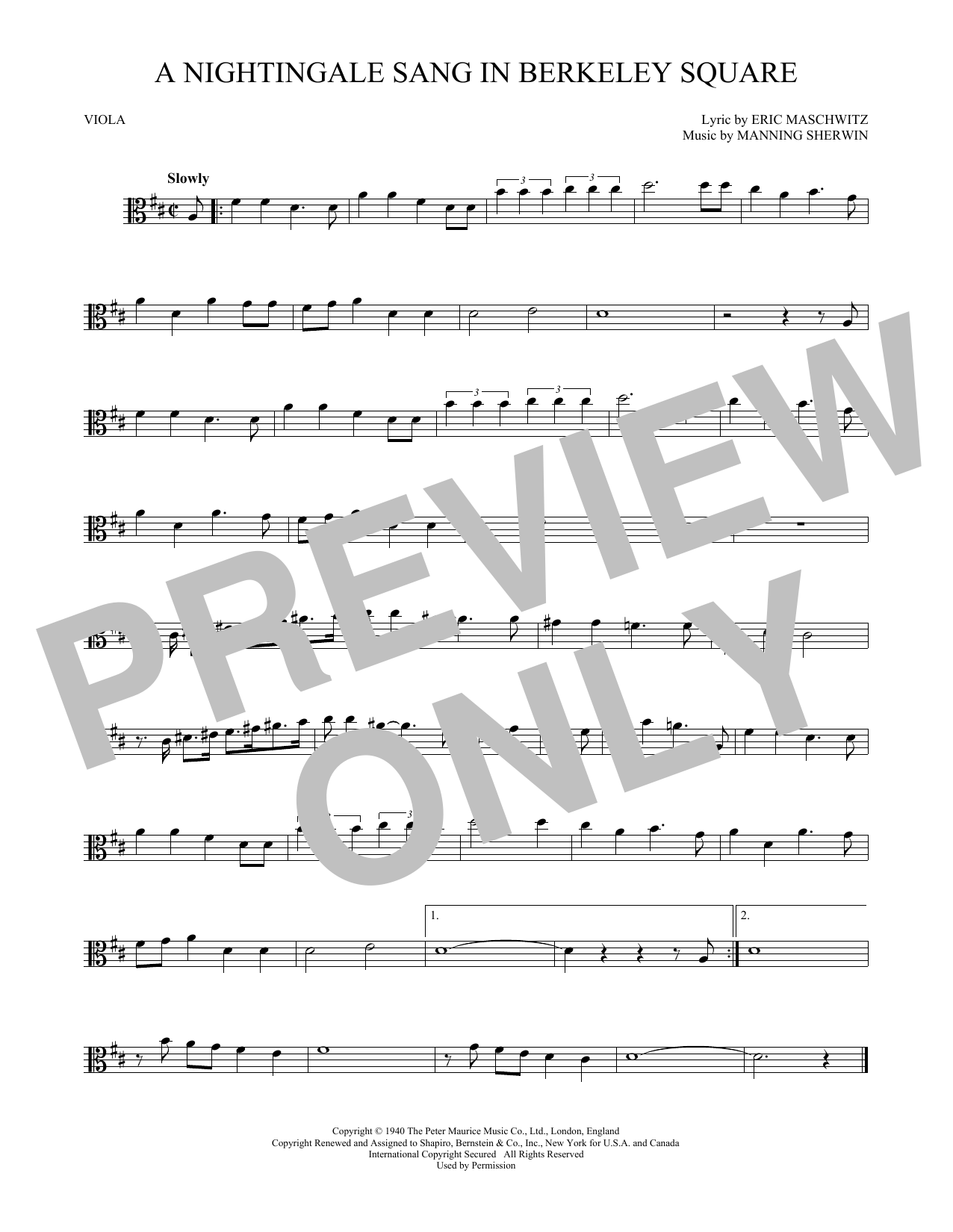 A Nightingale Sang In Berkeley Square (Viola Solo) von Manning Sherwin