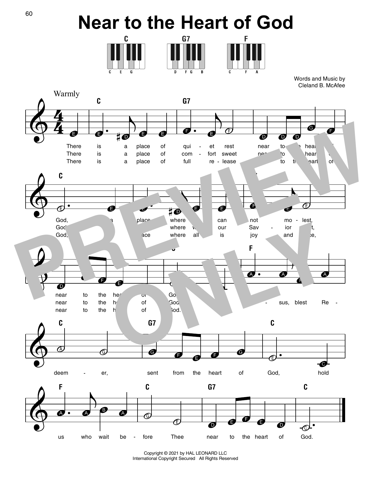 Near To The Heart Of God (Super Easy Piano) von Cleland B. McAfee
