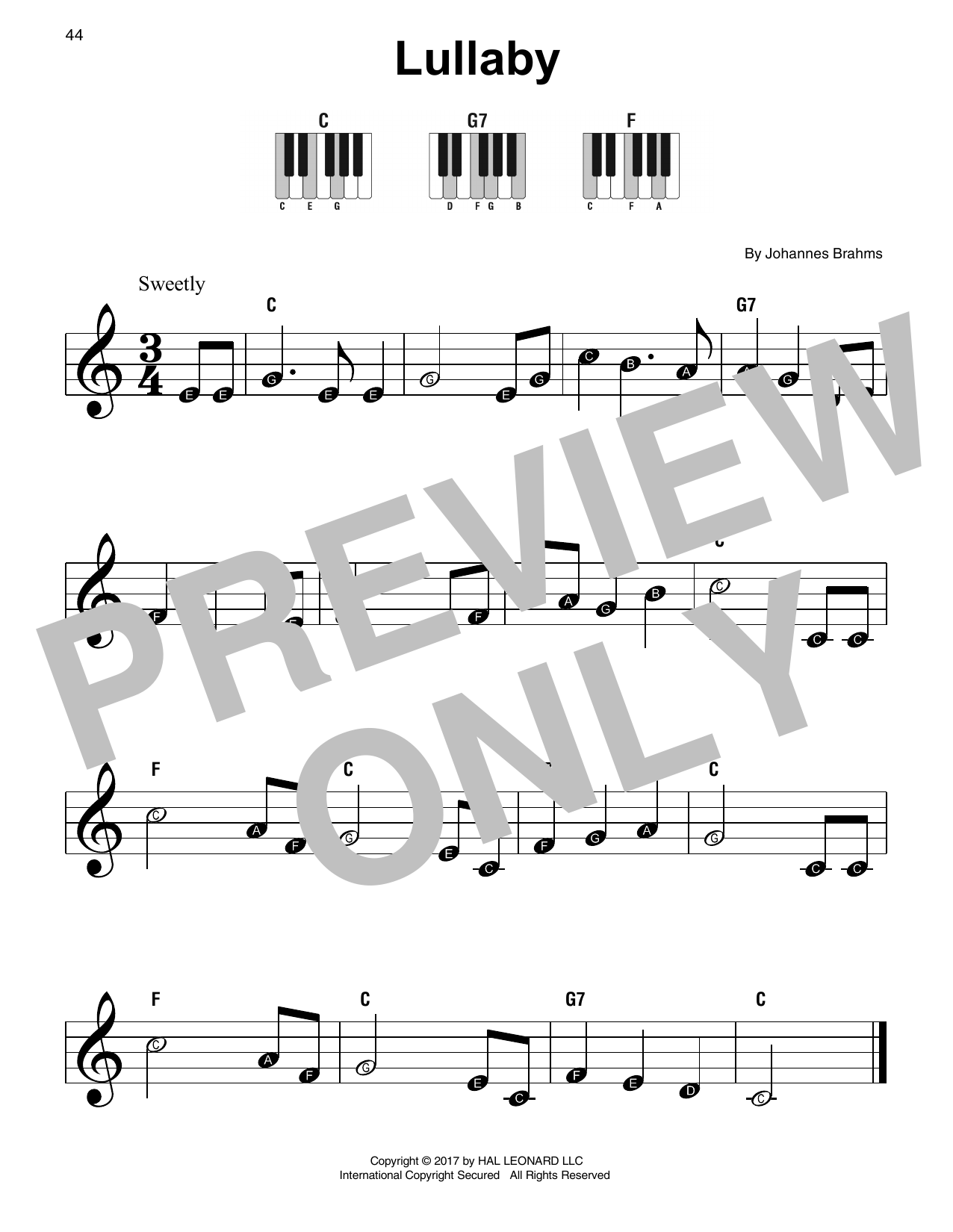 Lullaby (Super Easy Piano) von Johannes Brahms