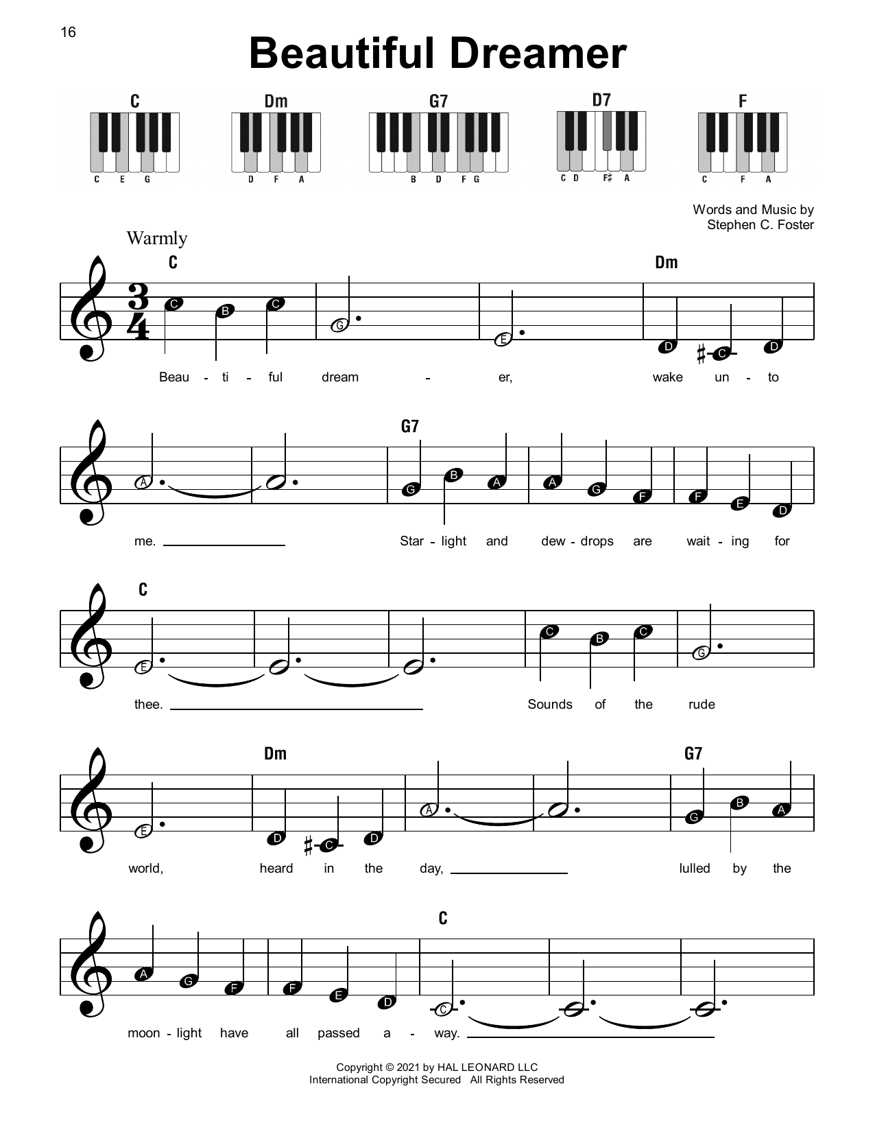 Beautiful Dreamer (Super Easy Piano) von Stephen C. Foster