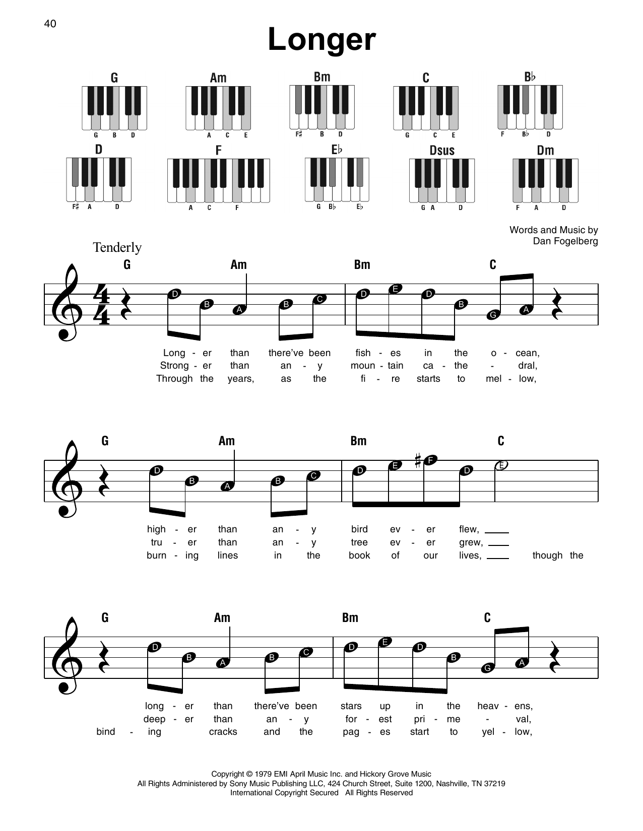 Longer (Super Easy Piano) von Dan Fogelberg