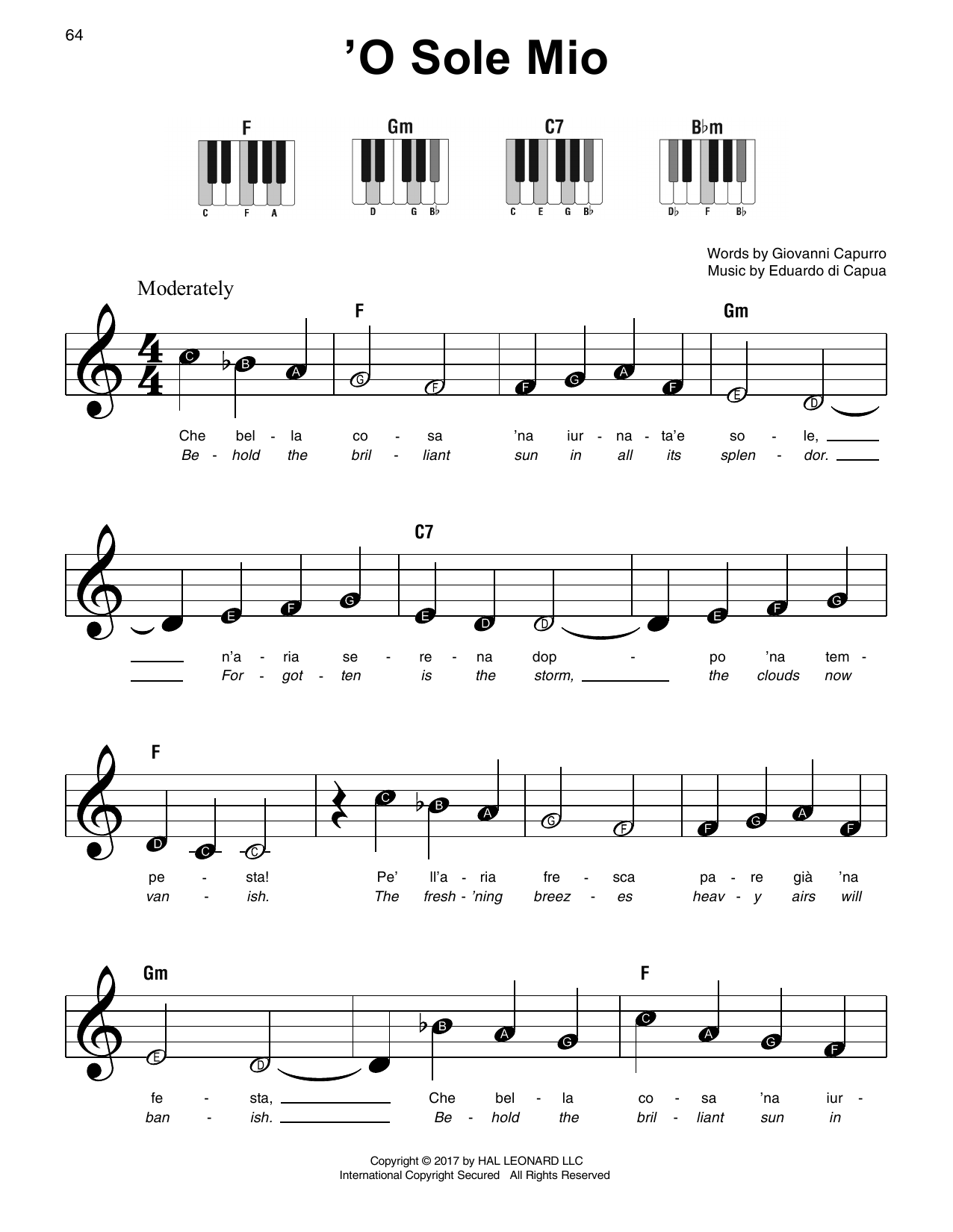 'O Sole Mio (Super Easy Piano) von Giovanni Capurro