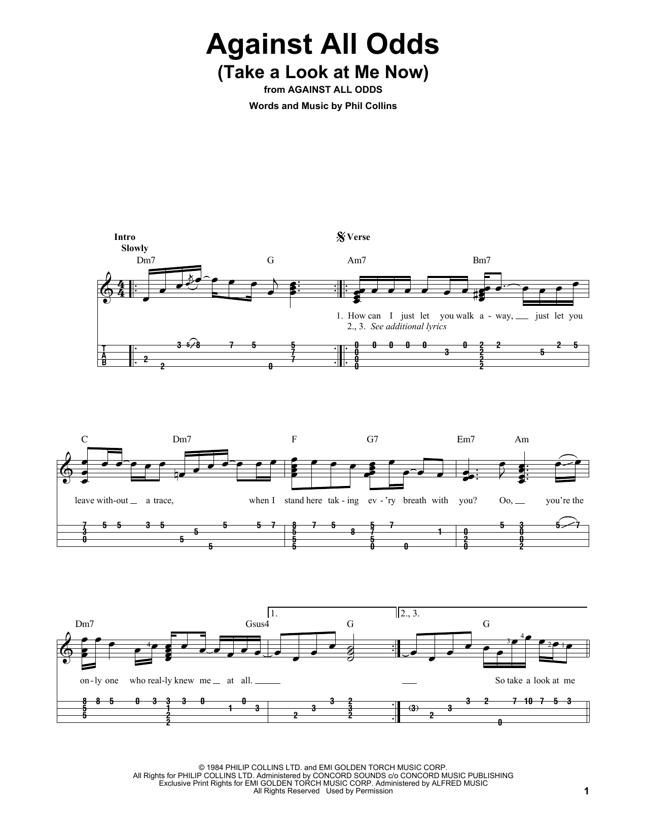 Against All Odds (Take A Look At Me Now) (Easy Ukulele Tab) von Phil Collins