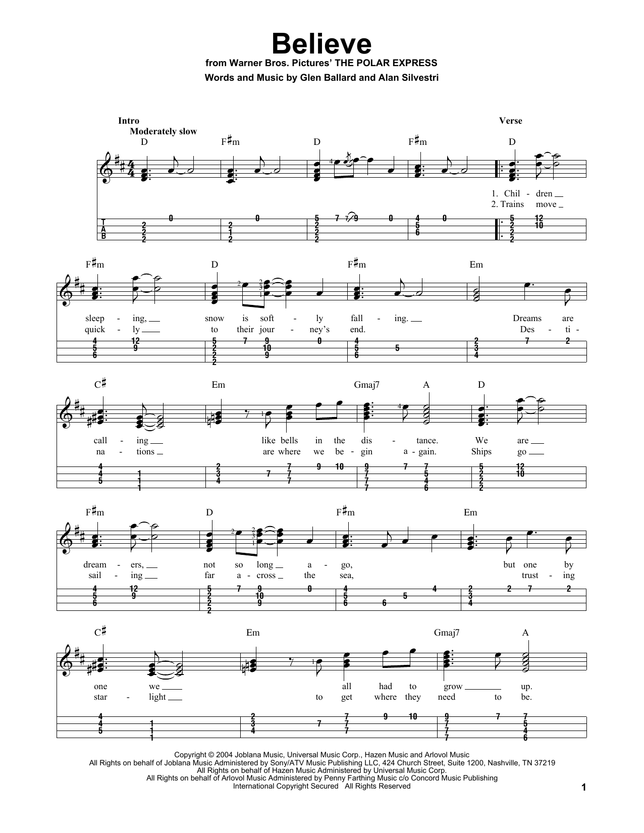 Believe (from The Polar Express) (Easy Ukulele Tab) von Josh Groban