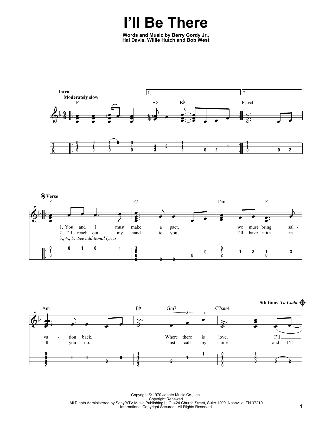 I'll Be There (Easy Ukulele Tab) von The Jackson 5