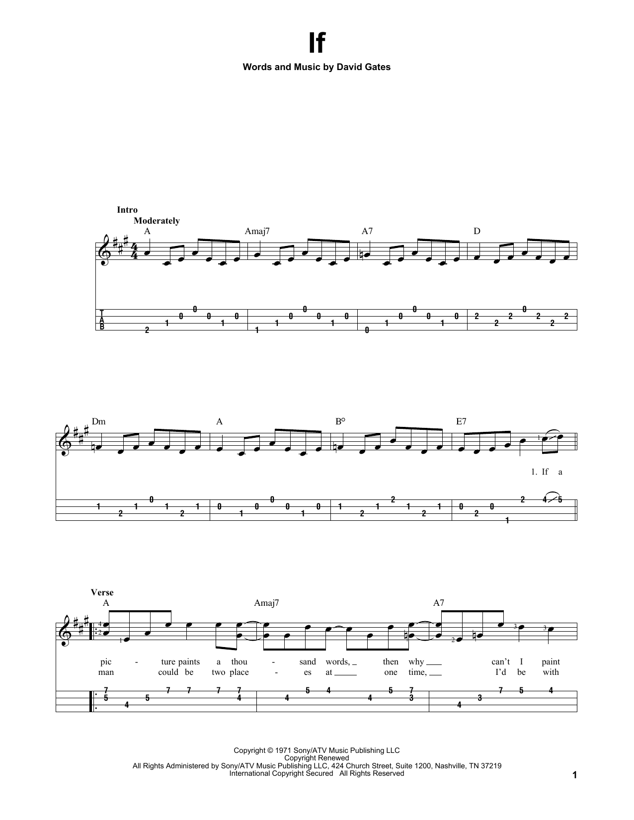 If (Easy Ukulele Tab) von Bread