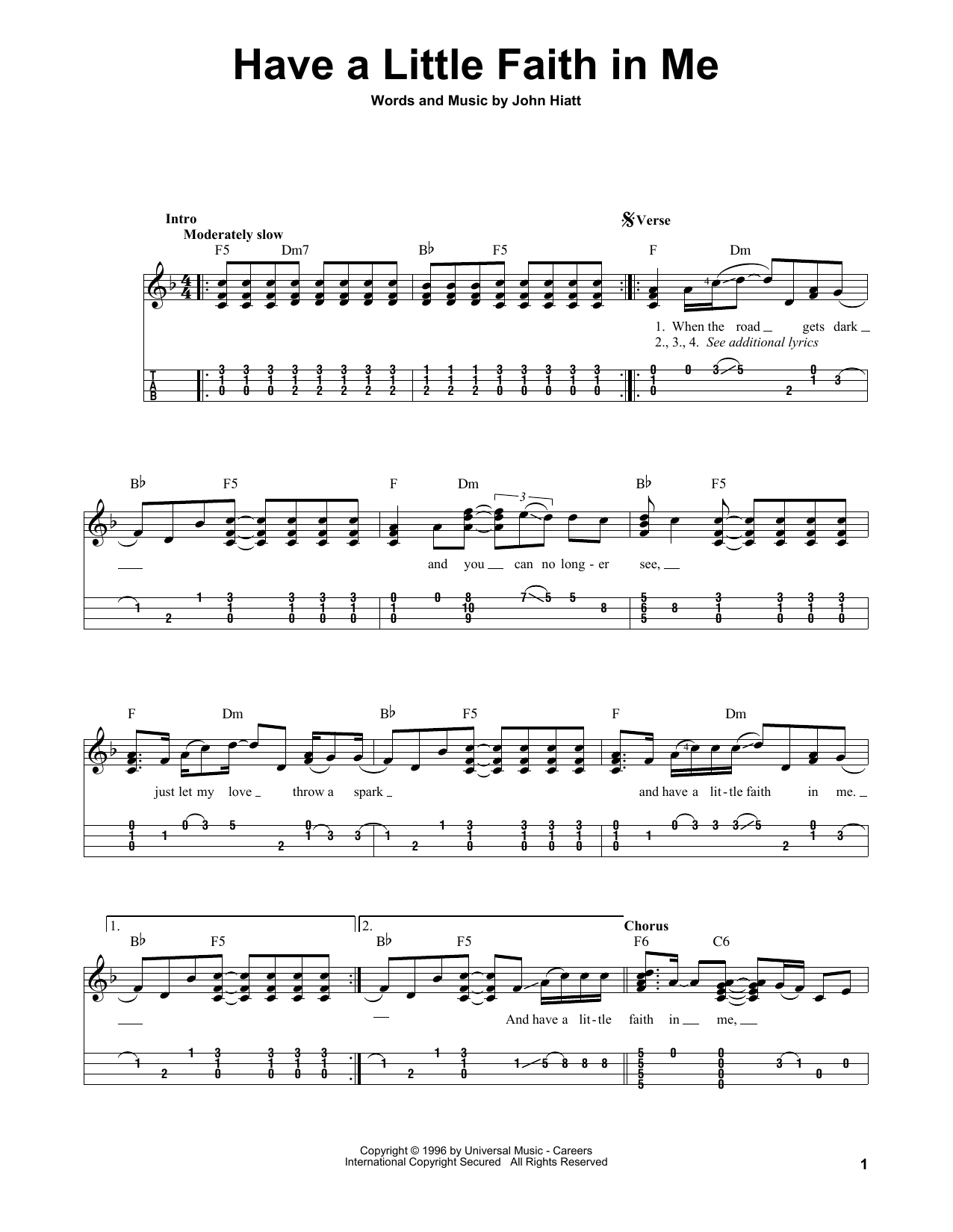 Have A Little Faith In Me (Easy Ukulele Tab) von John Hiatt