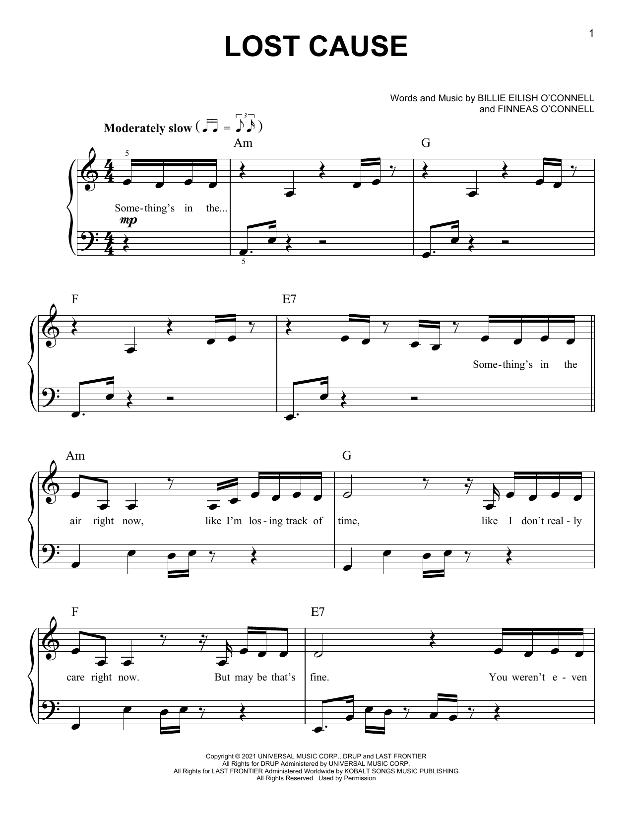 Lost Cause (Easy Piano) von Billie Eilish