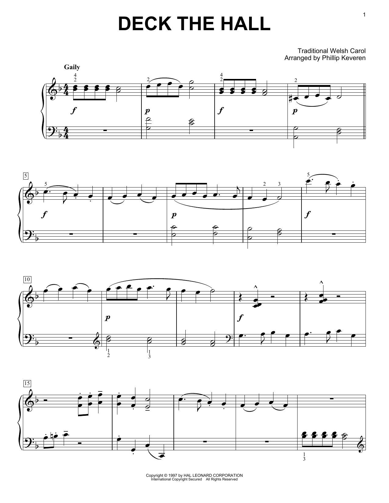 Deck The Hall (arr. Phillip Keveren) (Easy Piano Solo) von Traditional Welsh Carol