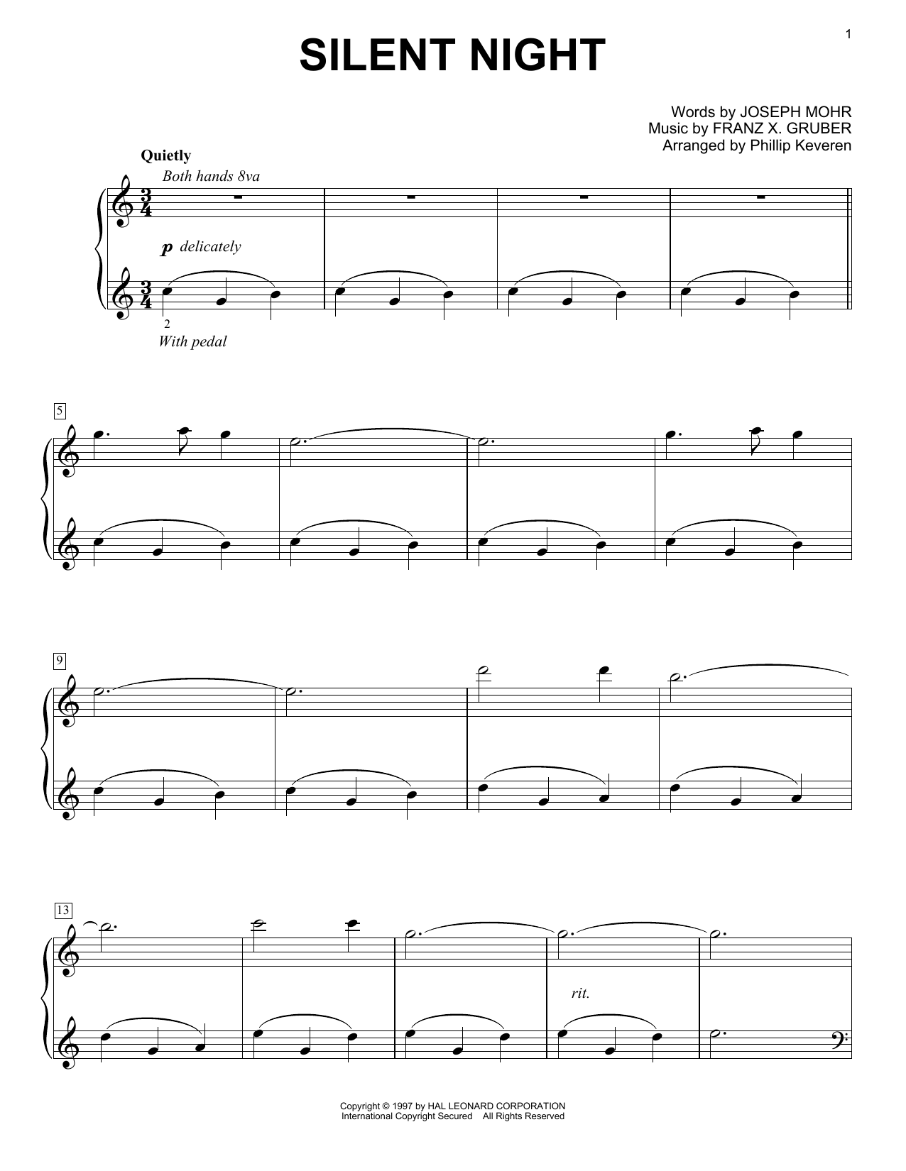 Silent Night (arr. Phillip Keveren) (Easy Piano Solo) von Franz X. Grber