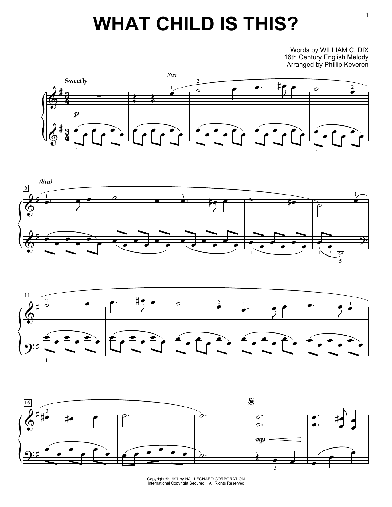 What Child Is This? (arr. Phillip Keveren) (Easy Piano Solo) von William C. Dix