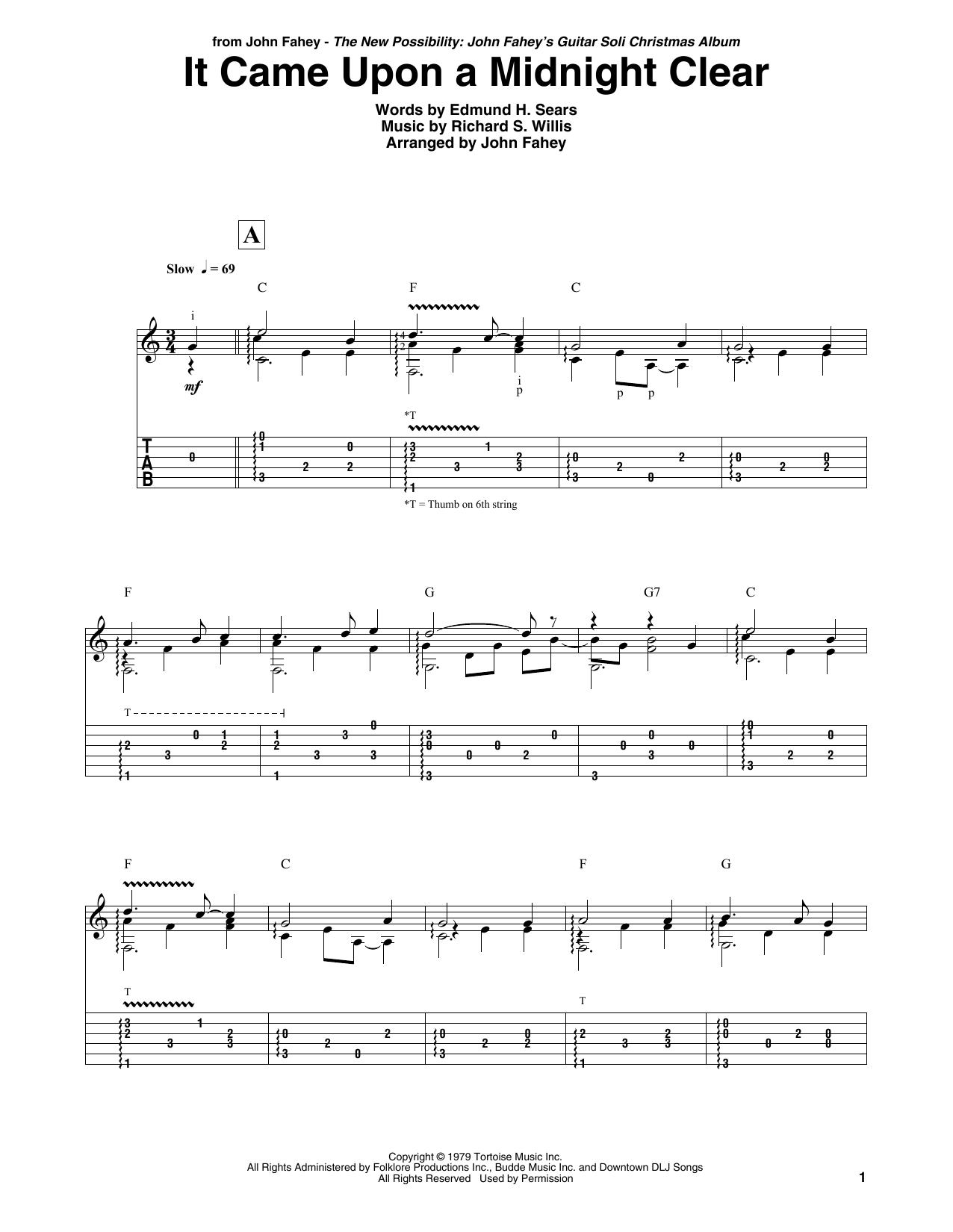 It Came Upon A Midnight Clear (Guitar Tab) von John Fahey