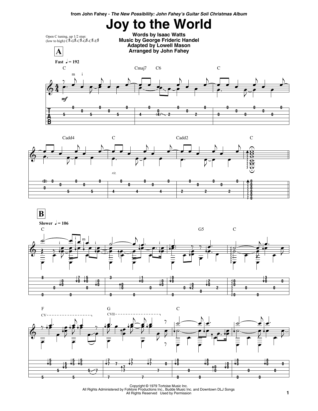 Joy To The World (Guitar Tab) von John Fahey