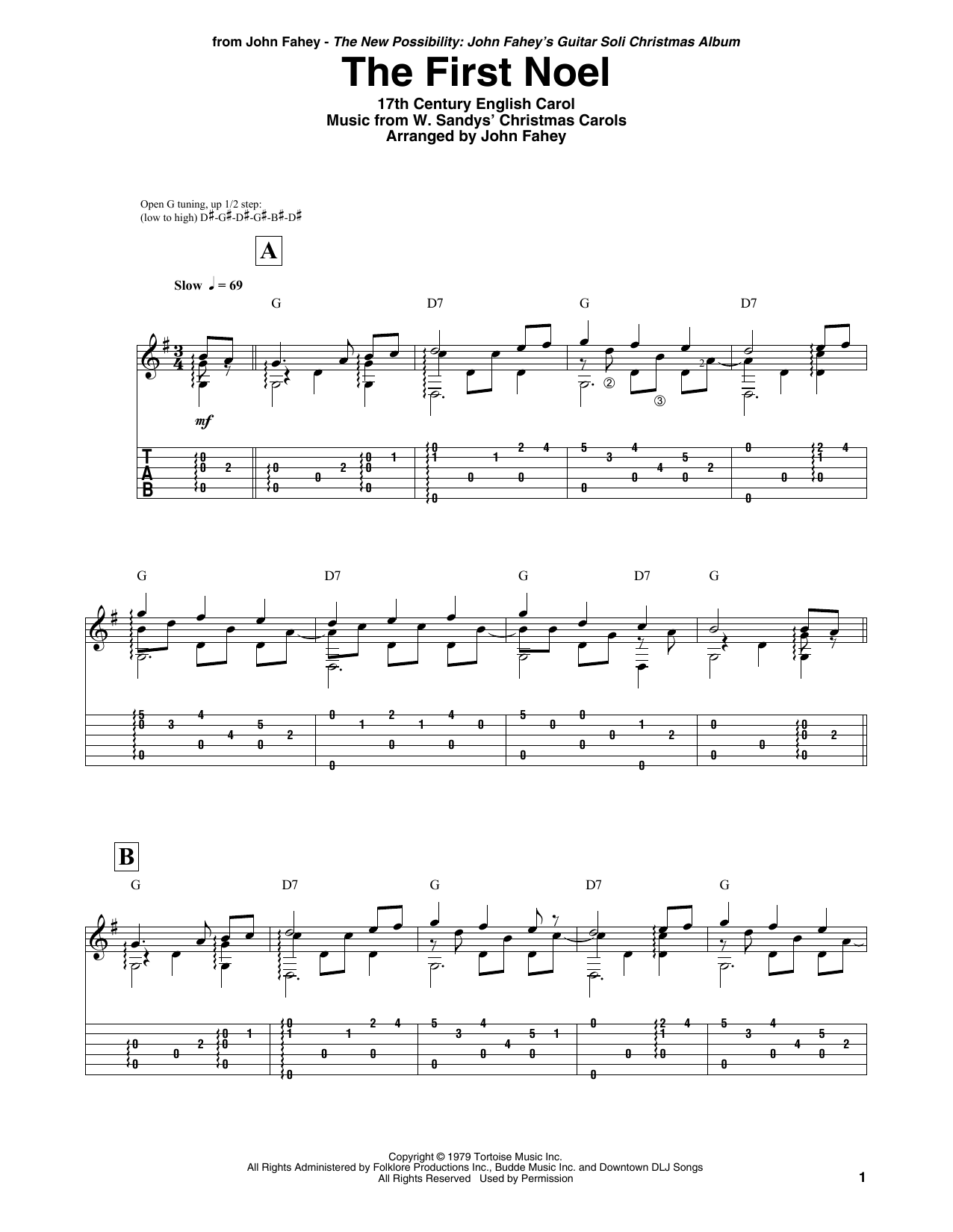 The First Noel (Guitar Tab) von John Fahey