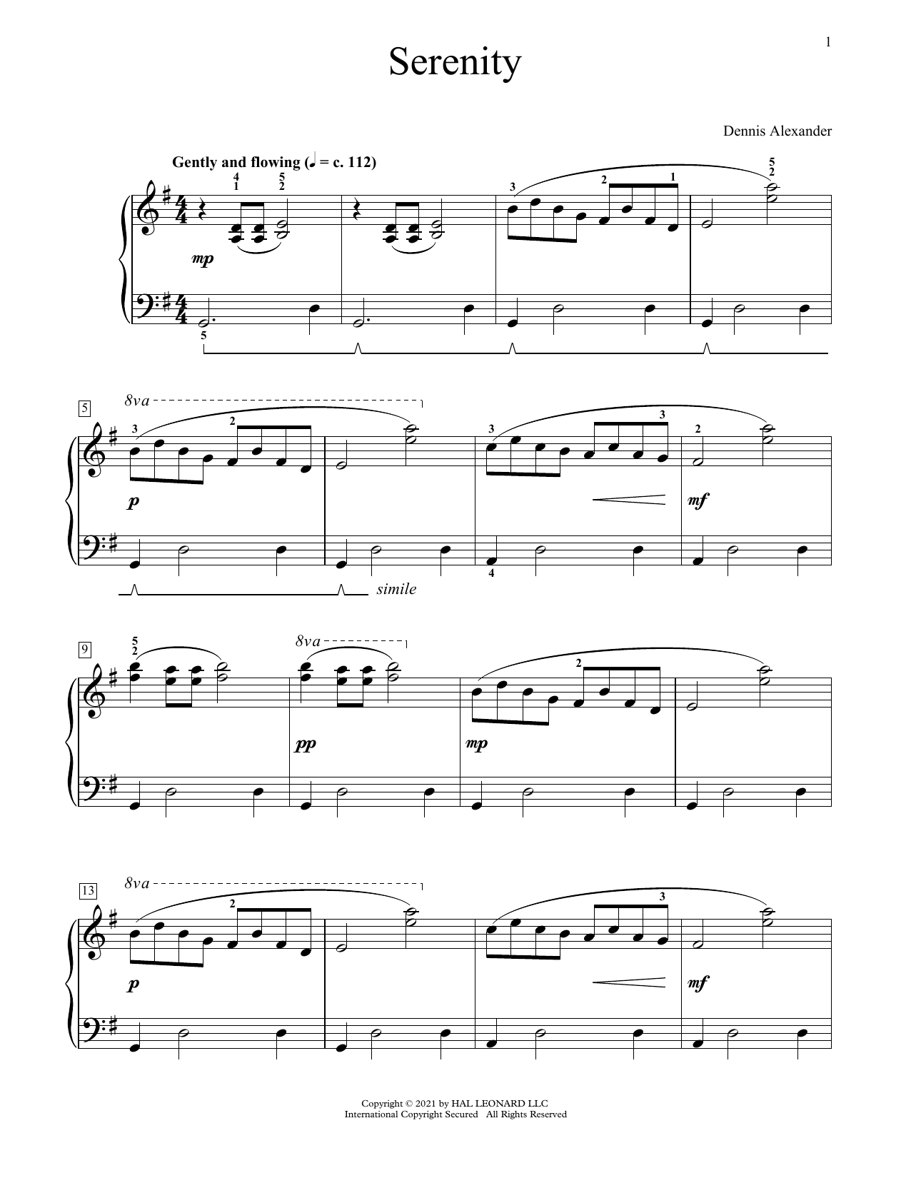 Serenity (Educational Piano) von Dennis Alexander