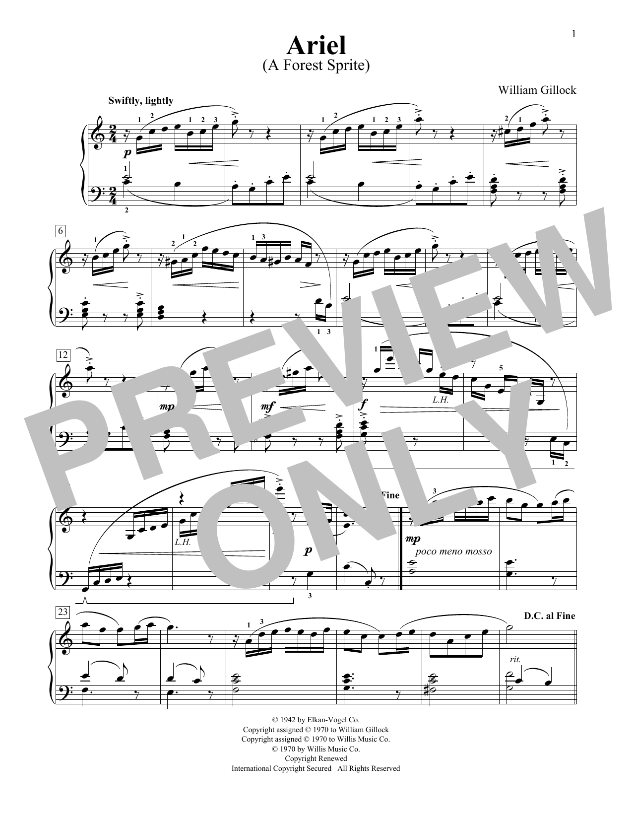 Ariel (A Forest Sprite) (Educational Piano) von William Gillock