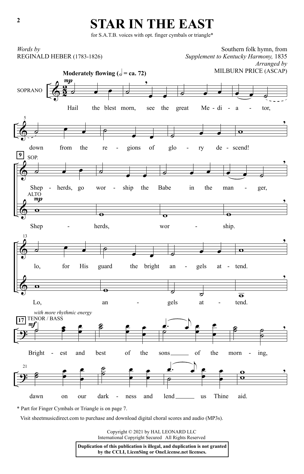 Star In The East (arr. Milburn Price) (SATB Choir) von Southern Folk Hymn